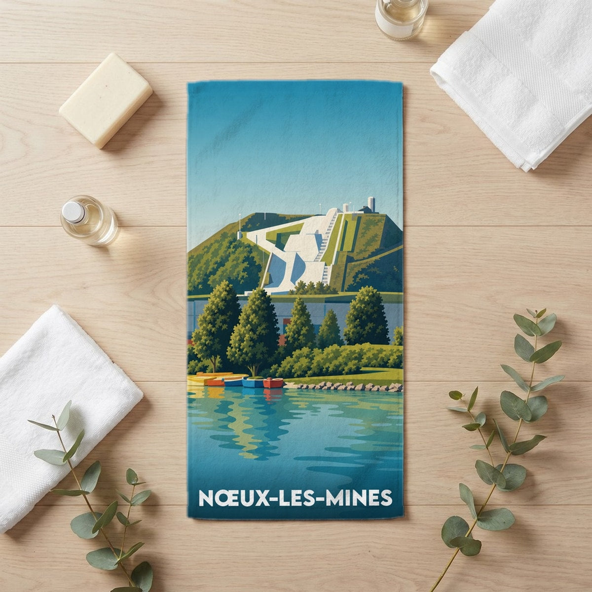 Serviette de bain 30 cm x 60 cm souvenir de Nœux-les-Mines