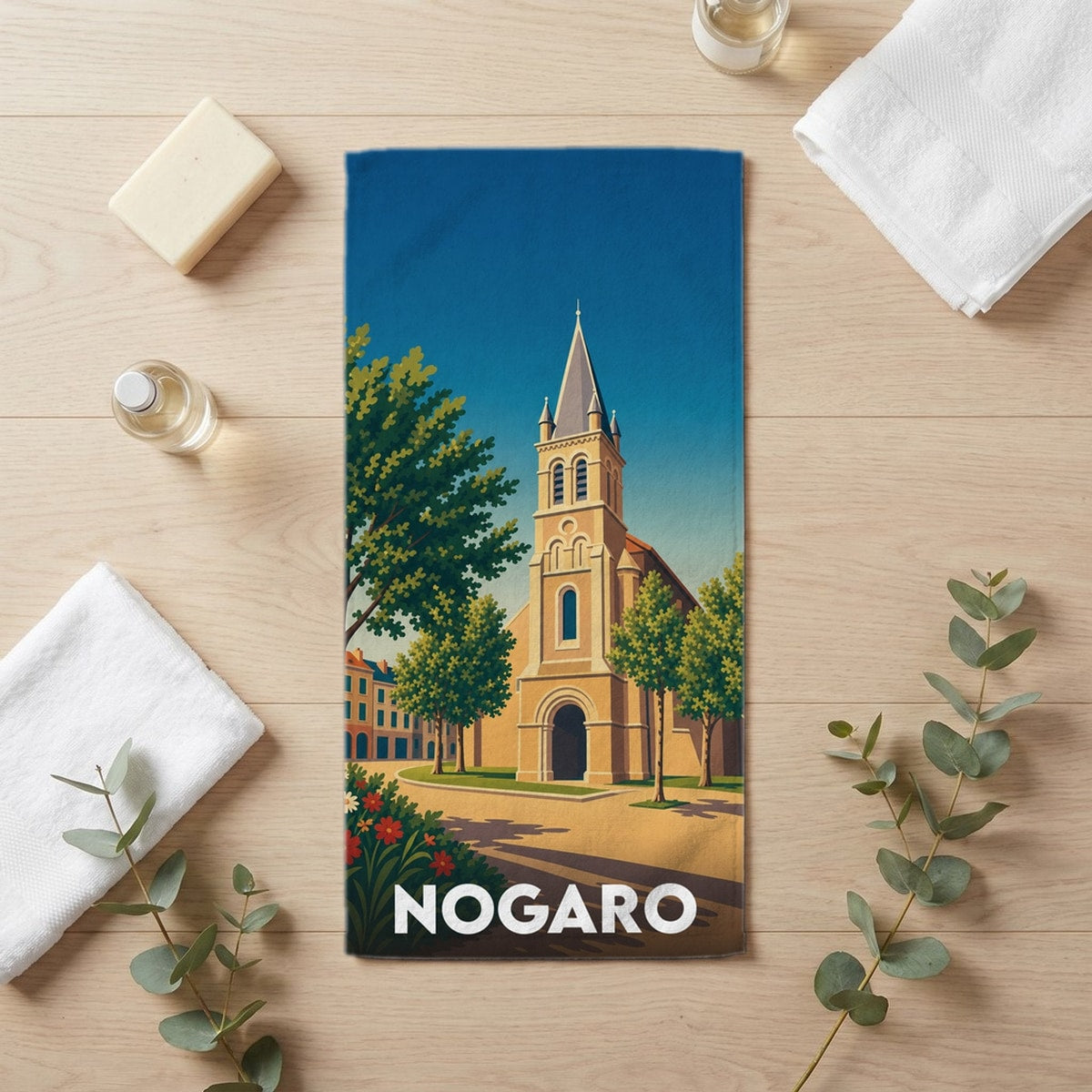 Serviette de bain 30 cm x 60 cm souvenir de Nogaro