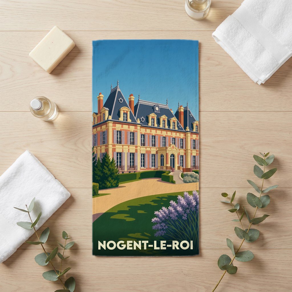 Serviette de bain 30 cm x 60 cm souvenir de Nogent-le-Roi