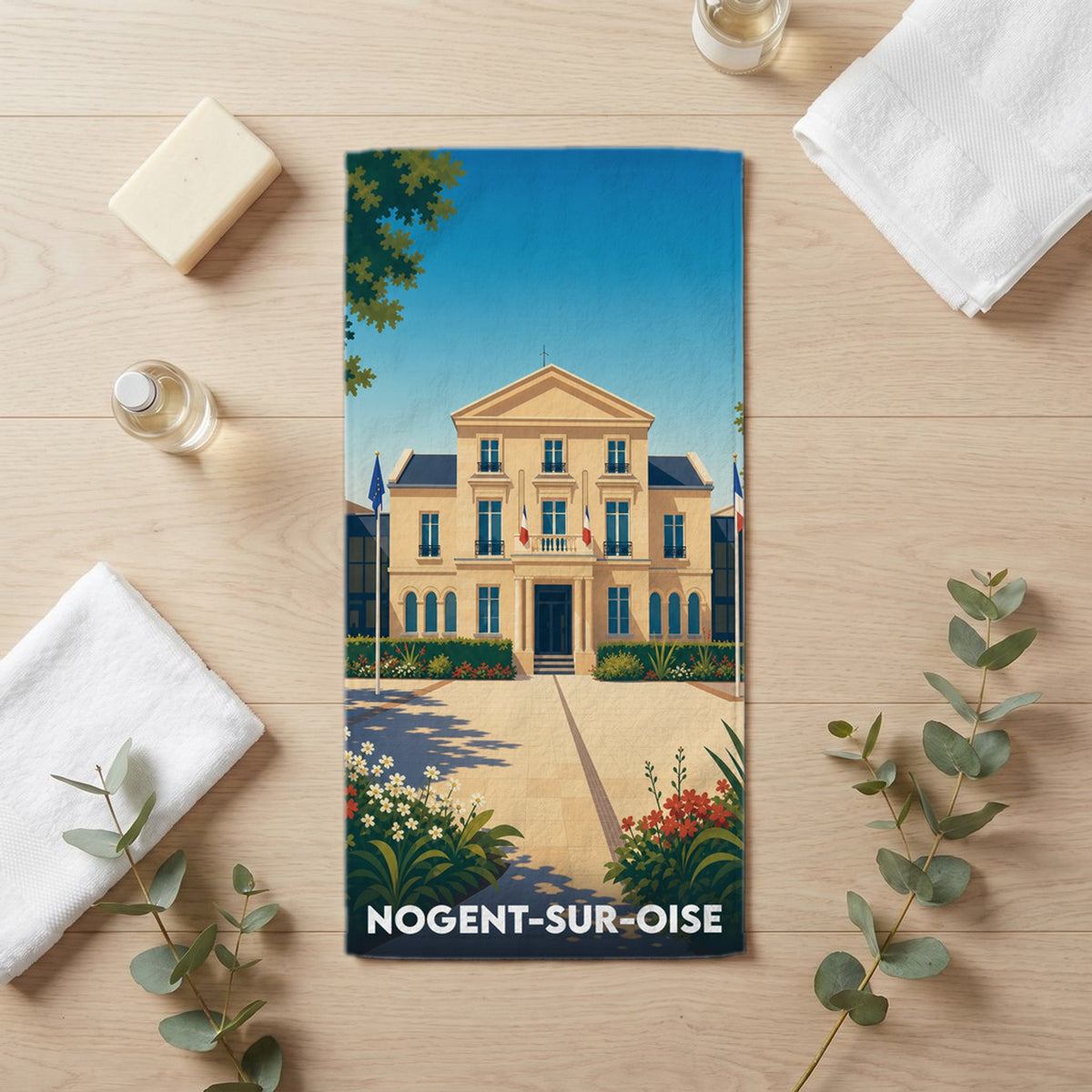 Serviette de bain 30 cm x 60 cm souvenir de Nogent-sur-Oise