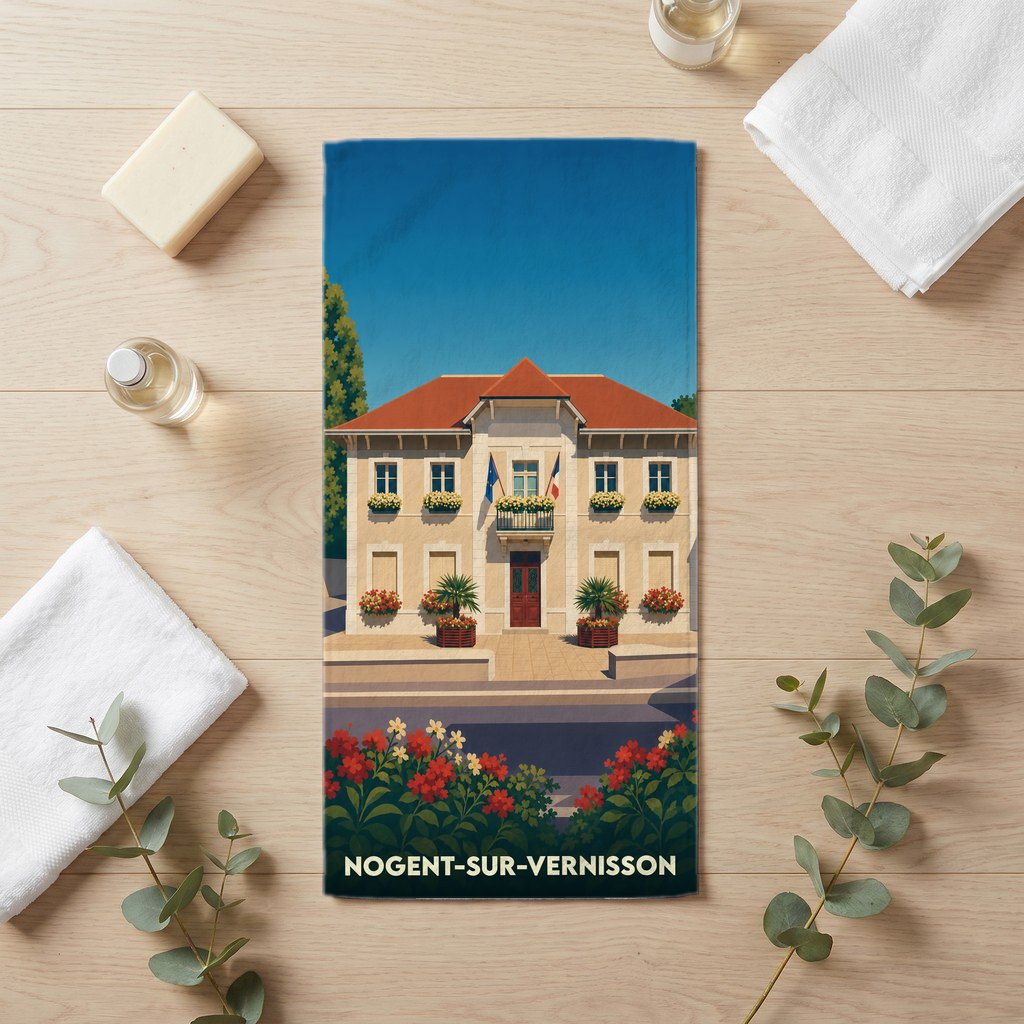 Serviette de bain 30 cm x 60 cm souvenir de Nogent-sur-Vernisson