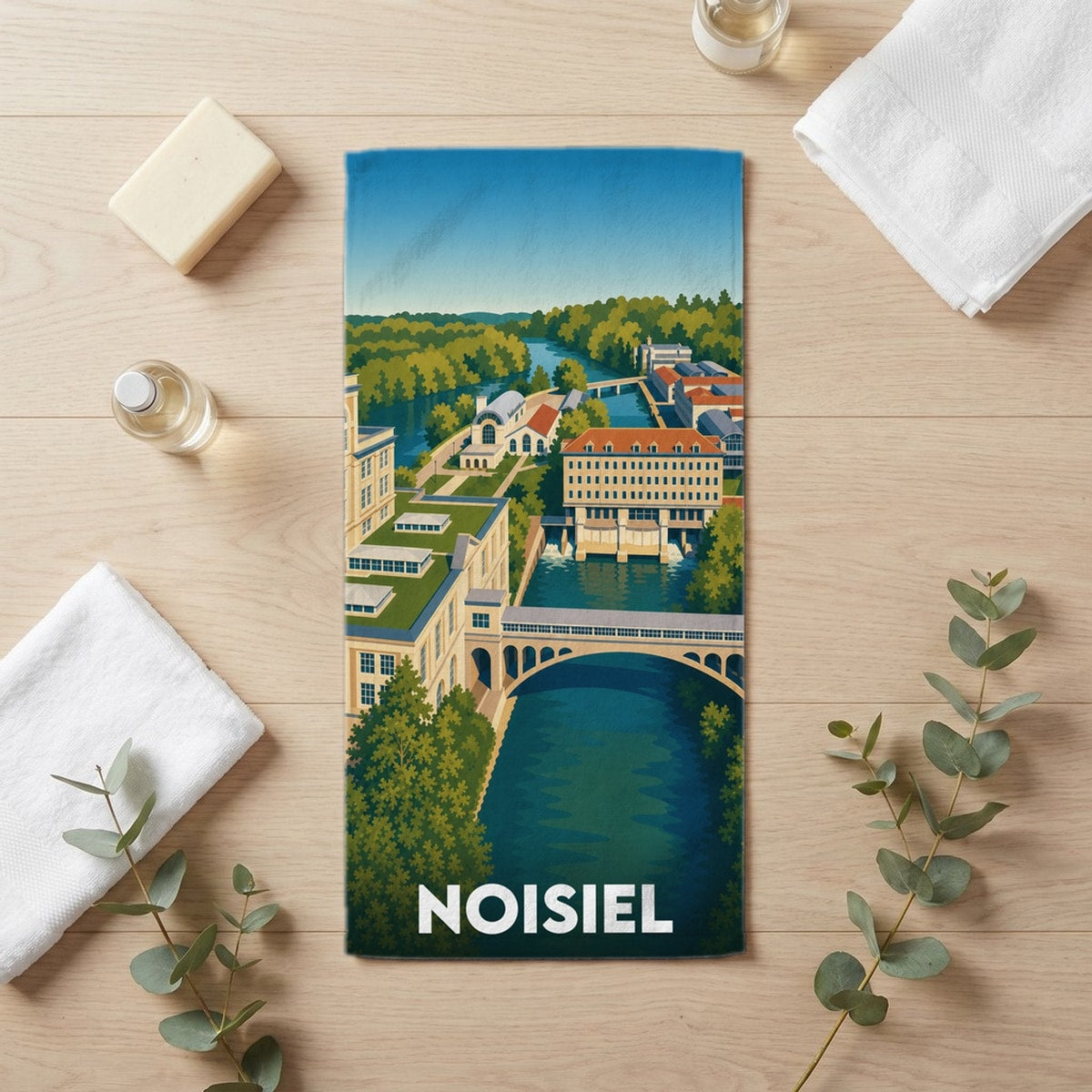 Serviette de bain 30 cm x 60 cm souvenir de Noisiel