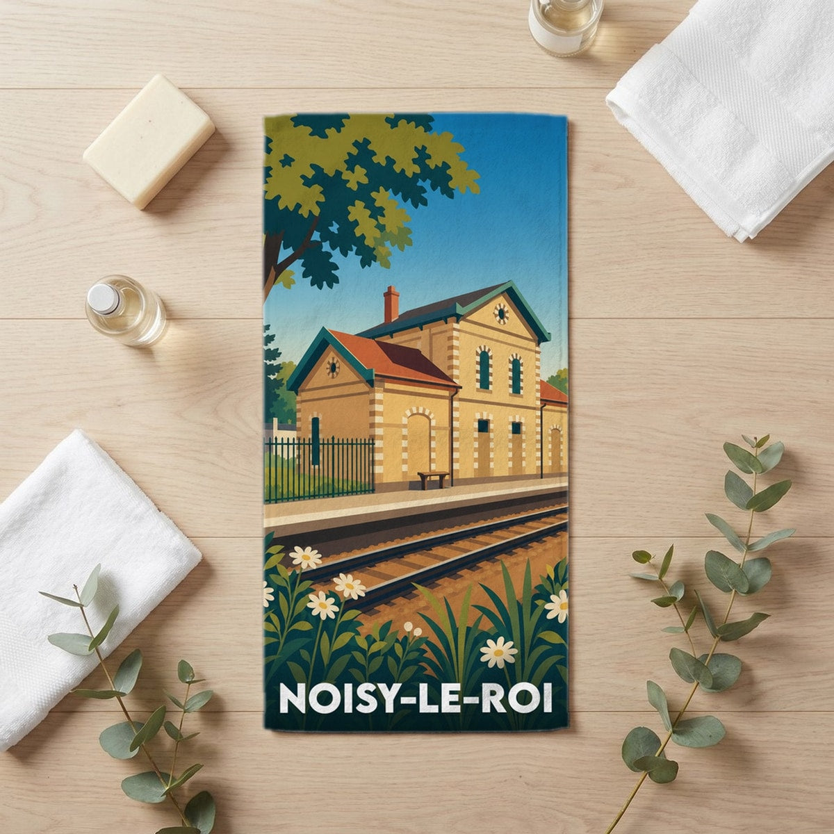 Serviette de bain 30 cm x 60 cm souvenir de Noisy-le-Roi