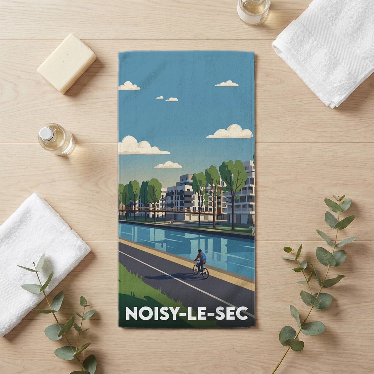 Serviette de bain 30 cm x 60 cm souvenir de Noisy-le-Sec
