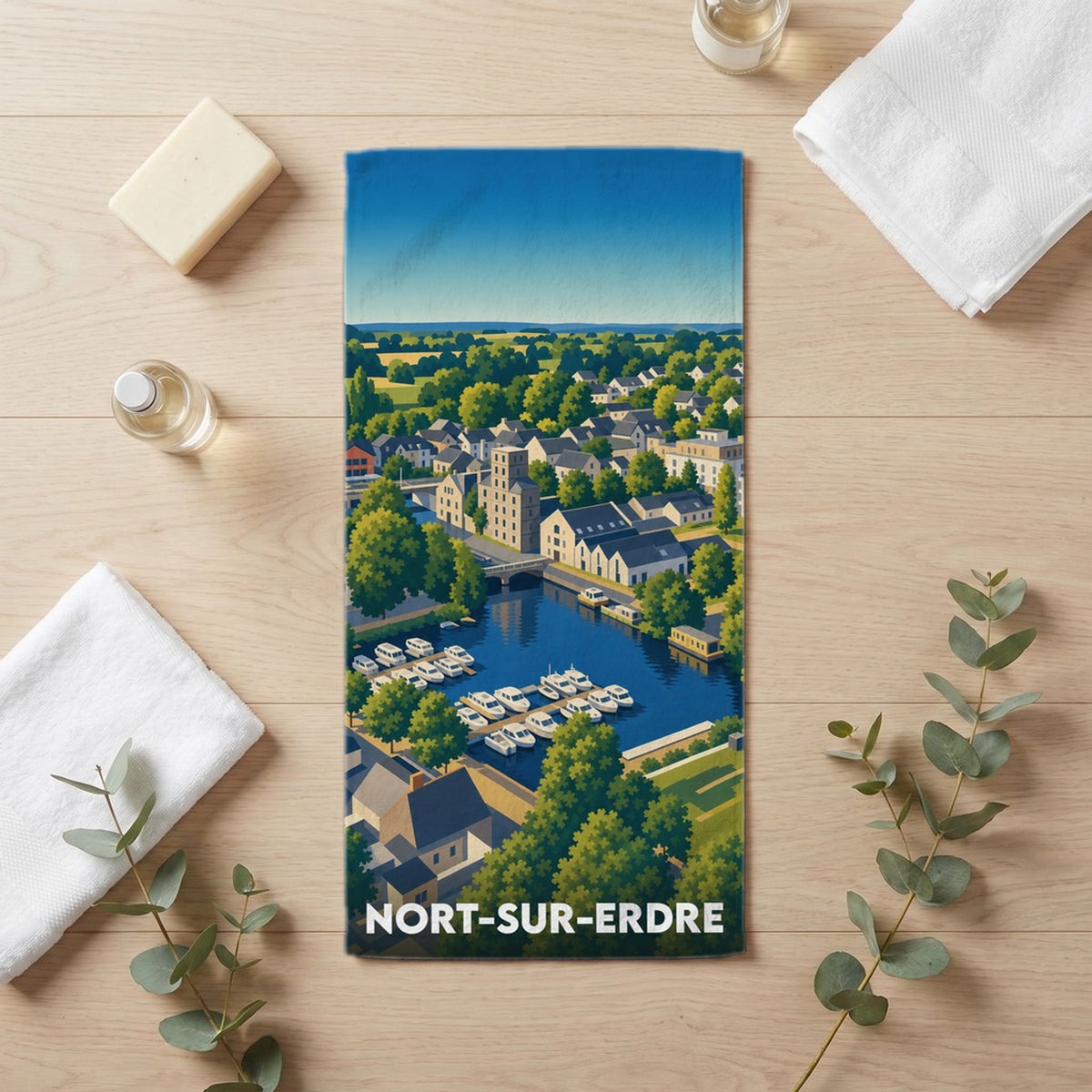 Serviette de bain 30 cm x 60 cm souvenir de Nort-sur-Erdre