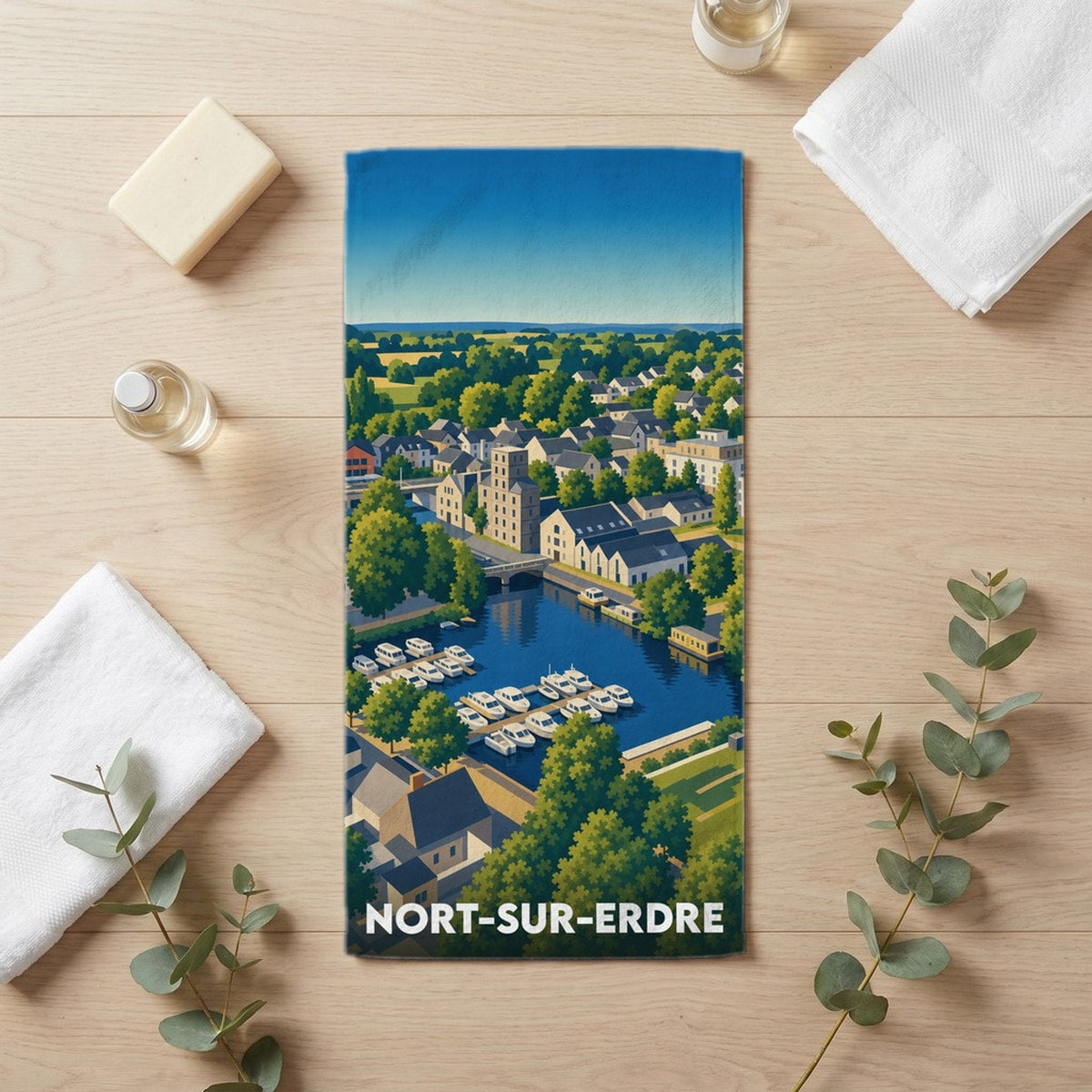 Serviette de bain 30 cm x 60 cm souvenir de Nort-sur-Erdre