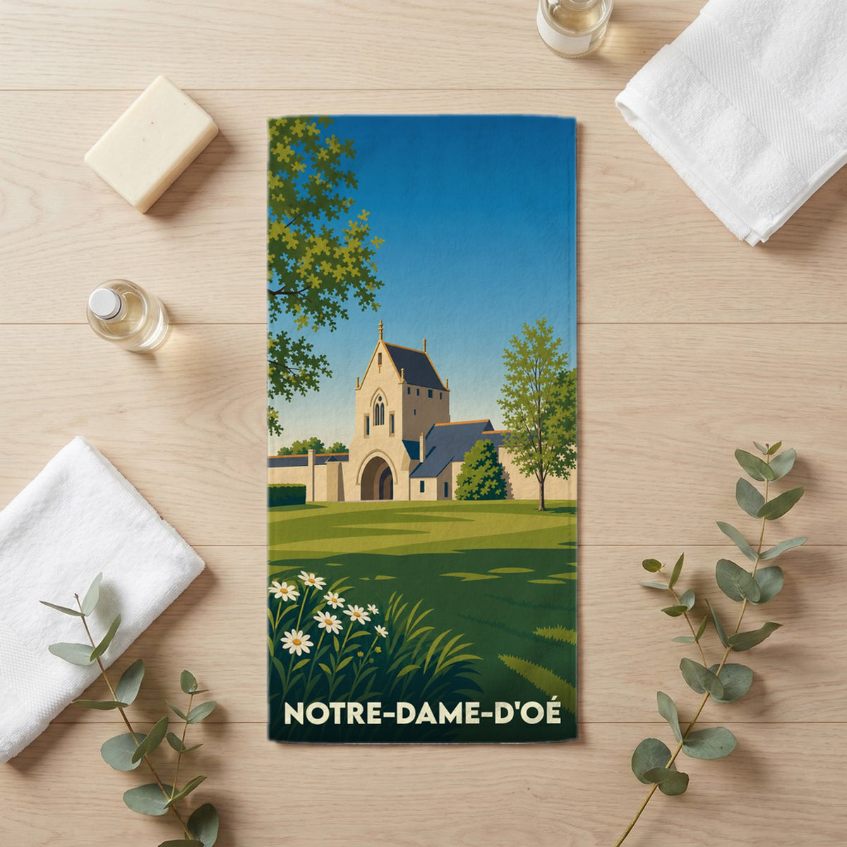 Serviette de bain 30 cm x 60 cm souvenir de Notre-Dame-d'Oé