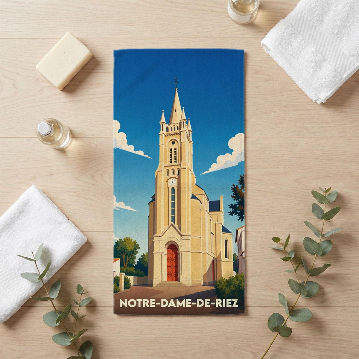 Serviette de bain 30 cm x 60 cm souvenir de Notre-Dame-de-Riez