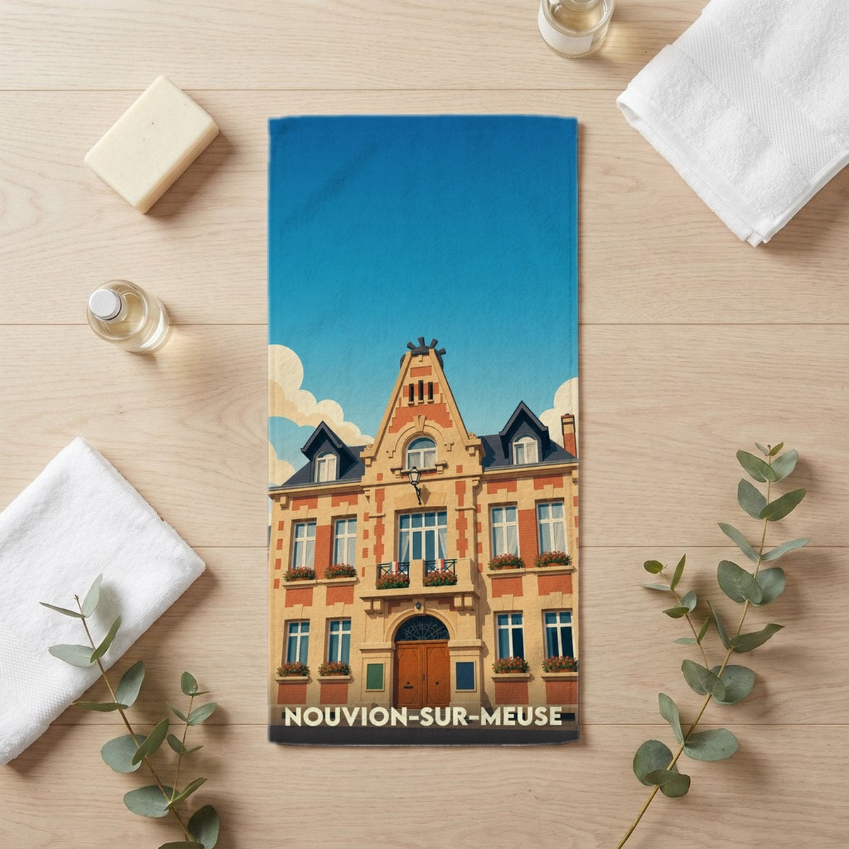 Serviette de bain 30 cm x 60 cm souvenir de Nouvion-sur-Meuse