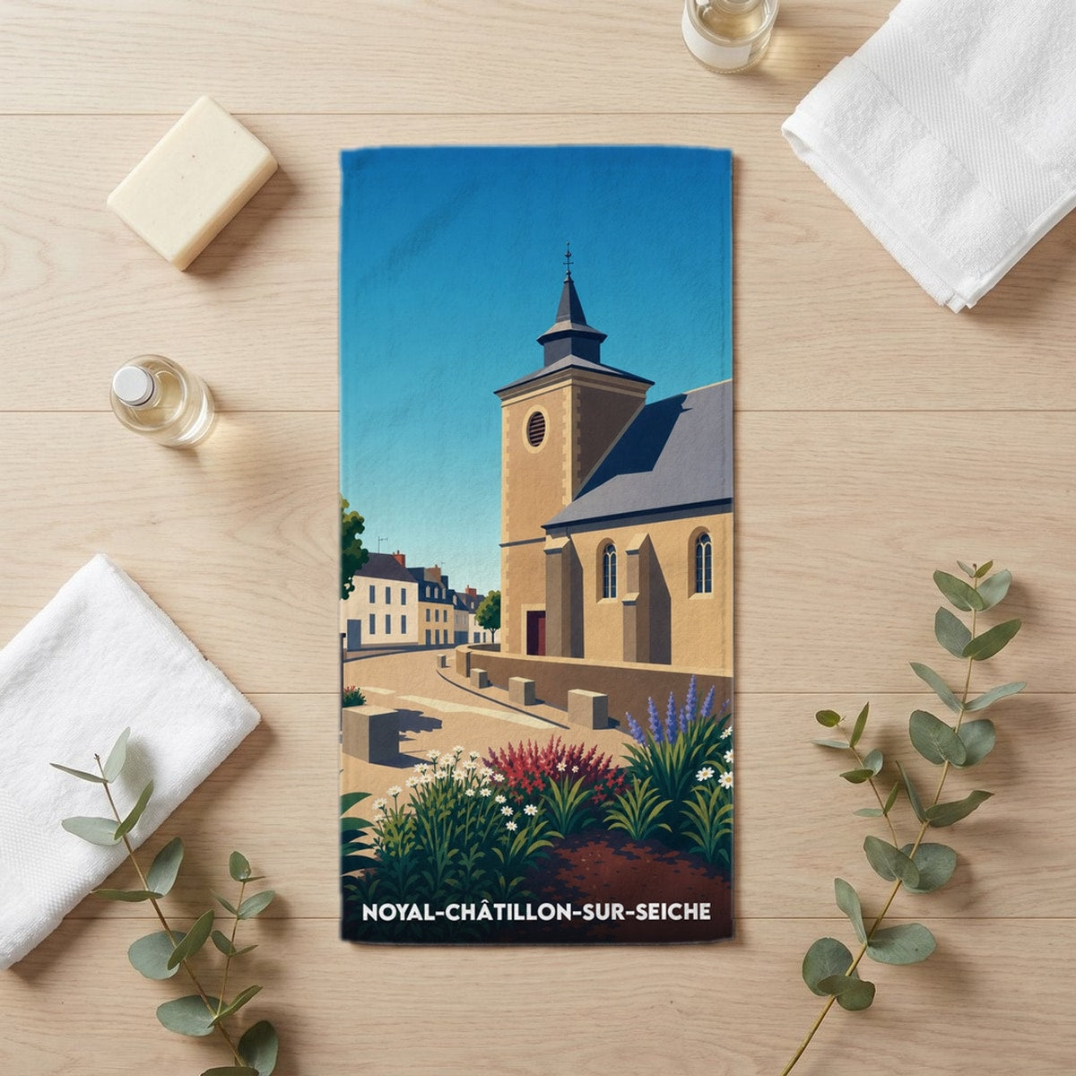 Serviette de bain 30 cm x 60 cm souvenir de Noyal-Châtillon-sur-Seiche