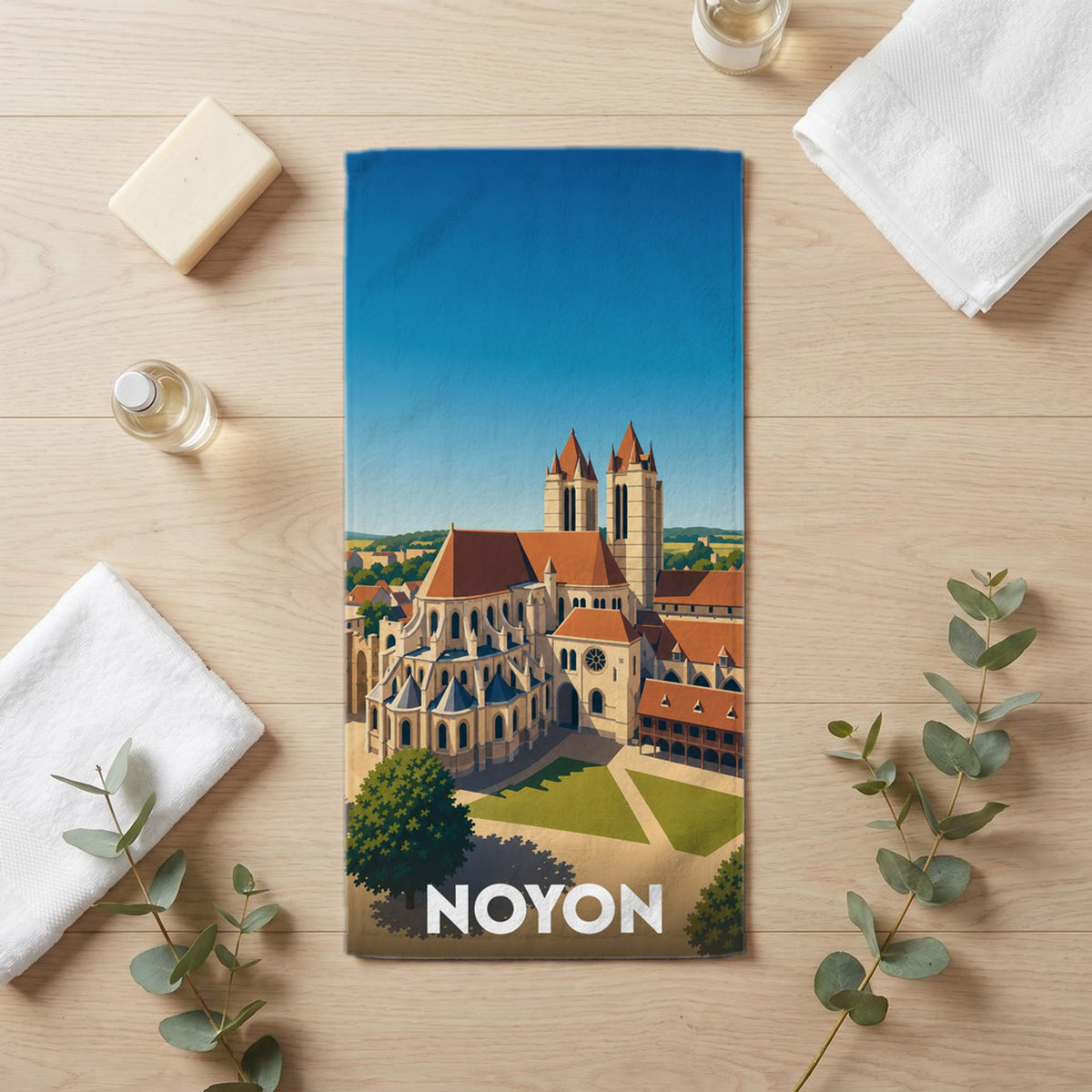 Serviette de bain 30 cm x 60 cm souvenir de Noyon