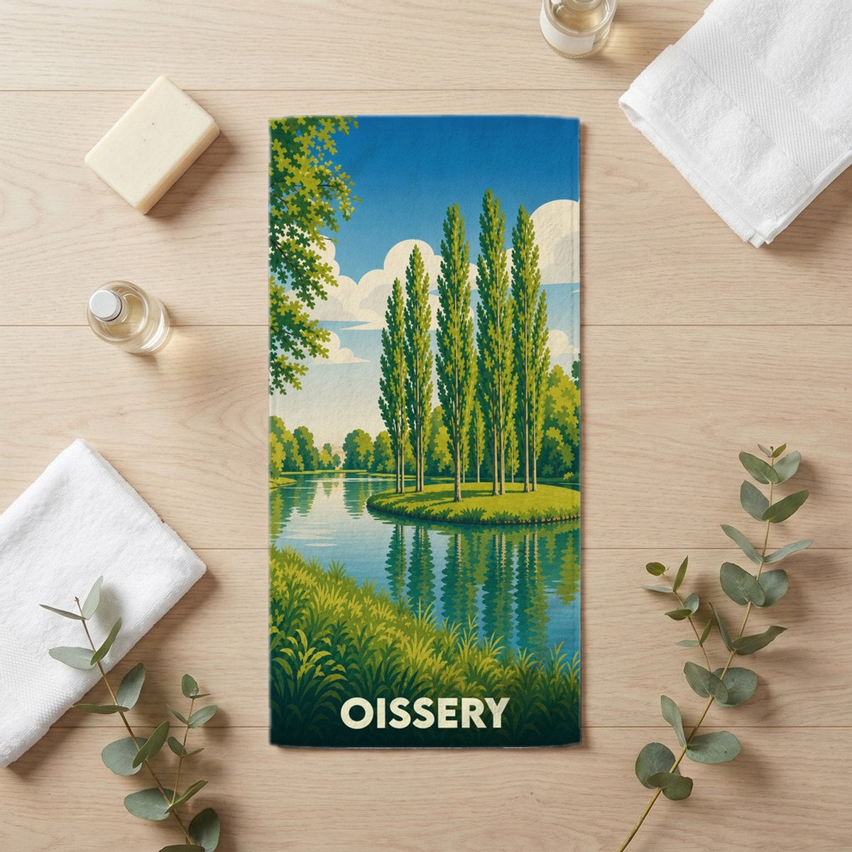 Serviette de bain 30 cm x 60 cm souvenir de Oissery