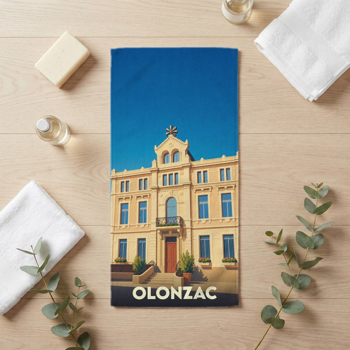 Serviette de bain 30 cm x 60 cm souvenir de Olonzac