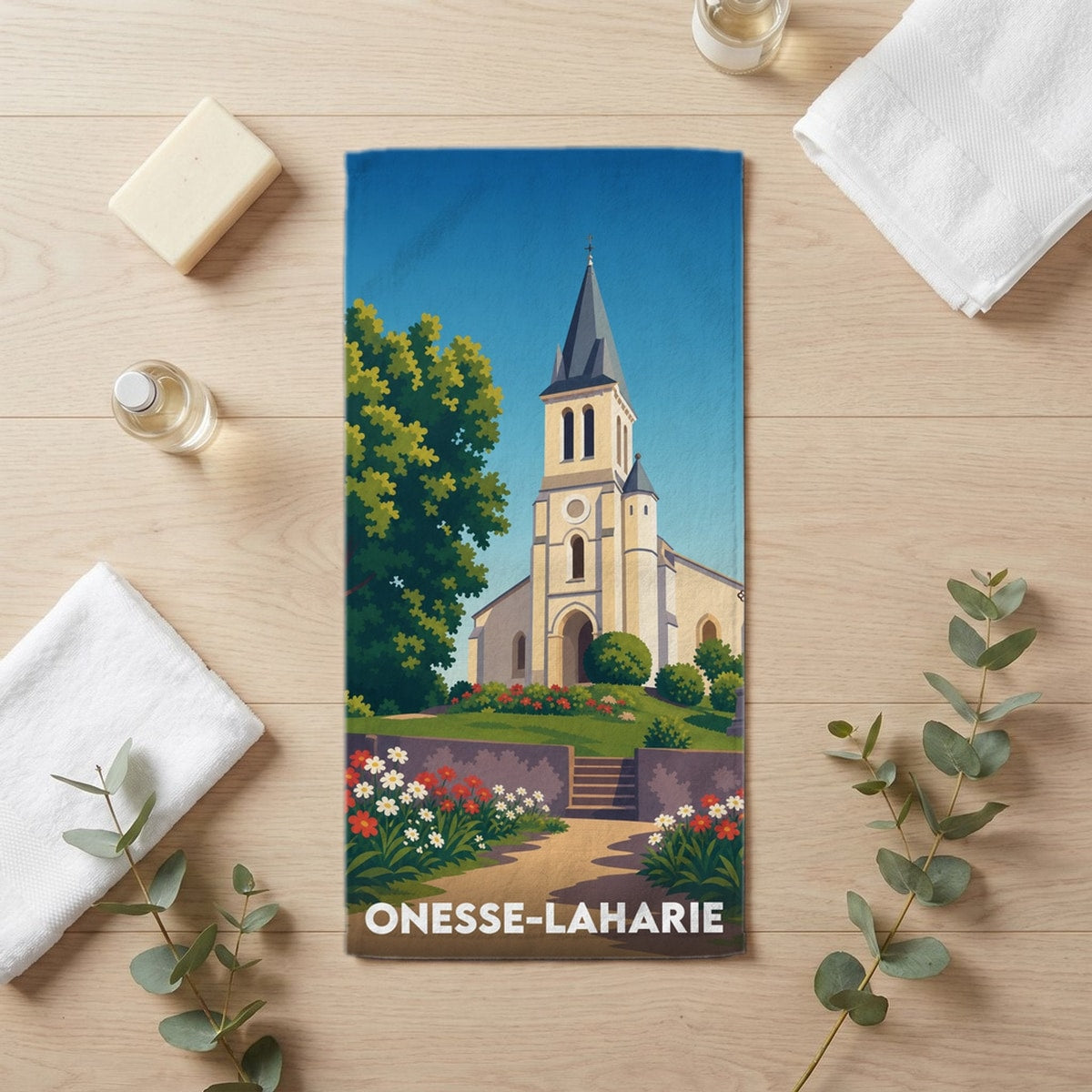 Serviette de bain 30 cm x 60 cm souvenir de Onesse-Laharie