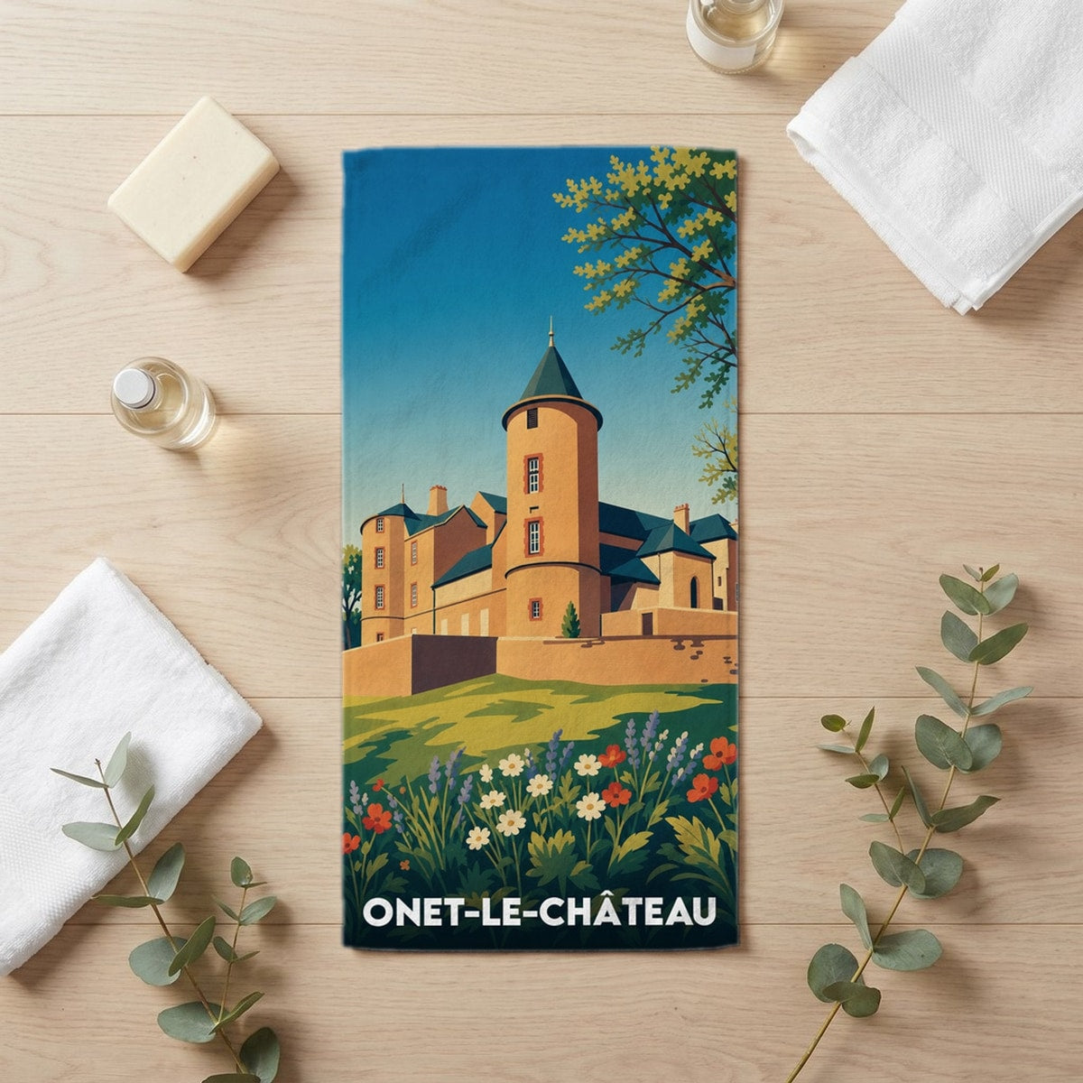 Serviette de bain 30 cm x 60 cm souvenir de Onet-le-Château