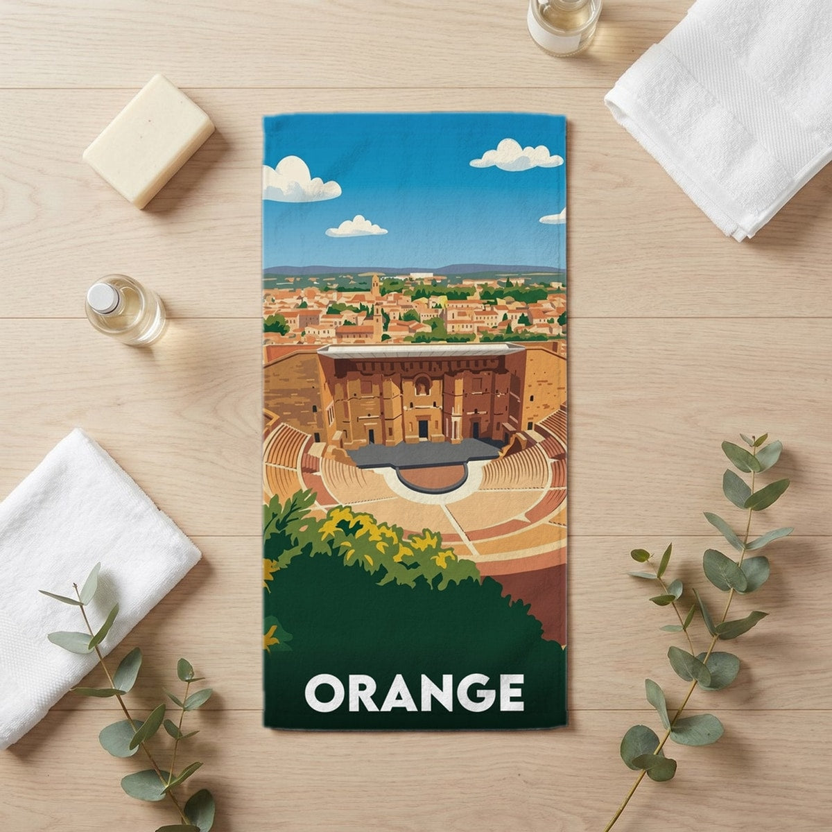 Serviette de bain 30 cm x 60 cm souvenir de Orange