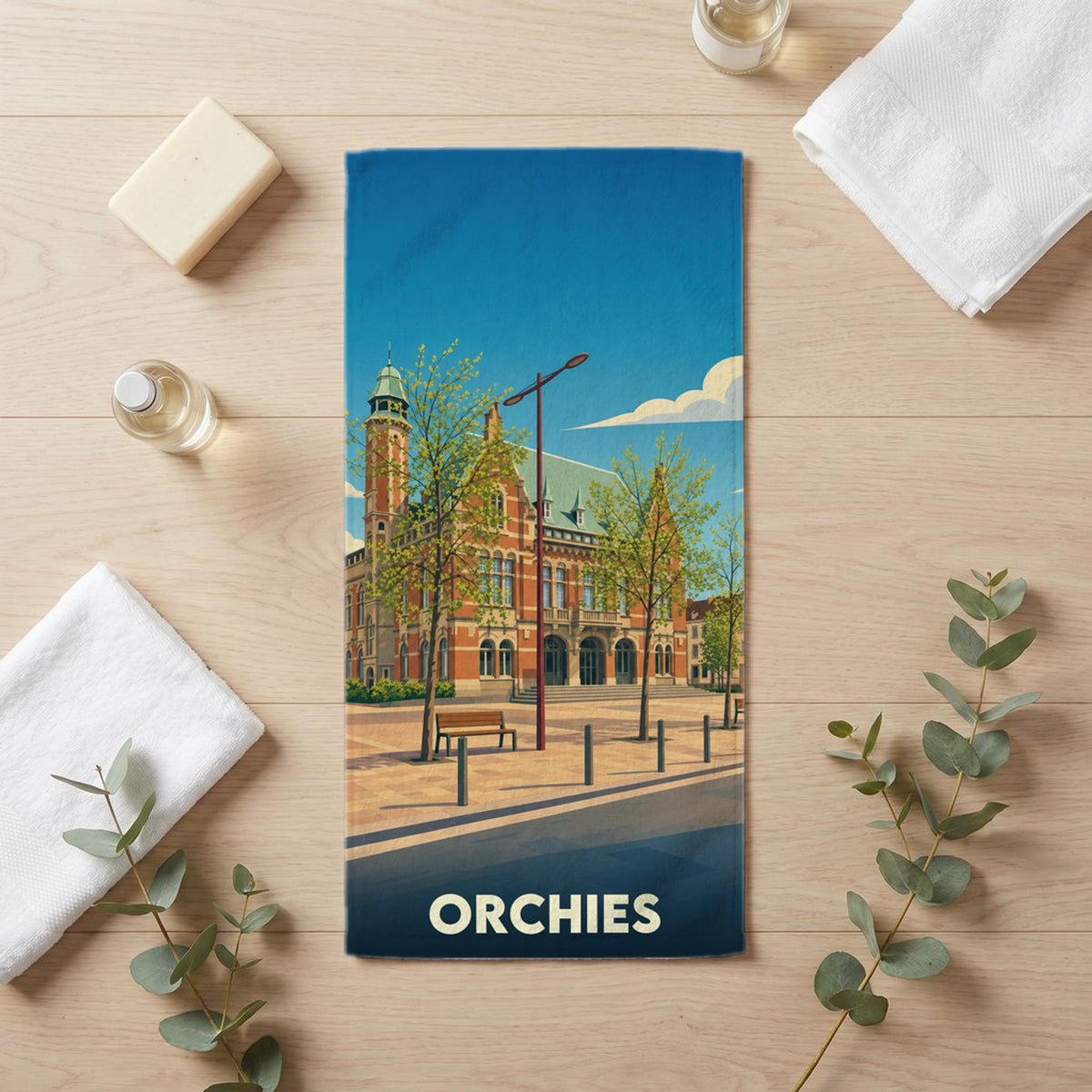 Serviette de bain 30 cm x 60 cm souvenir de Orchies