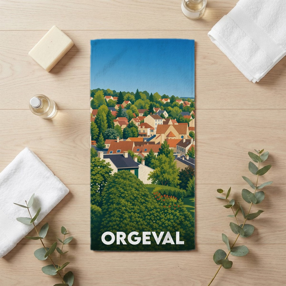 Serviette de bain 30 cm x 60 cm souvenir de Orgeval