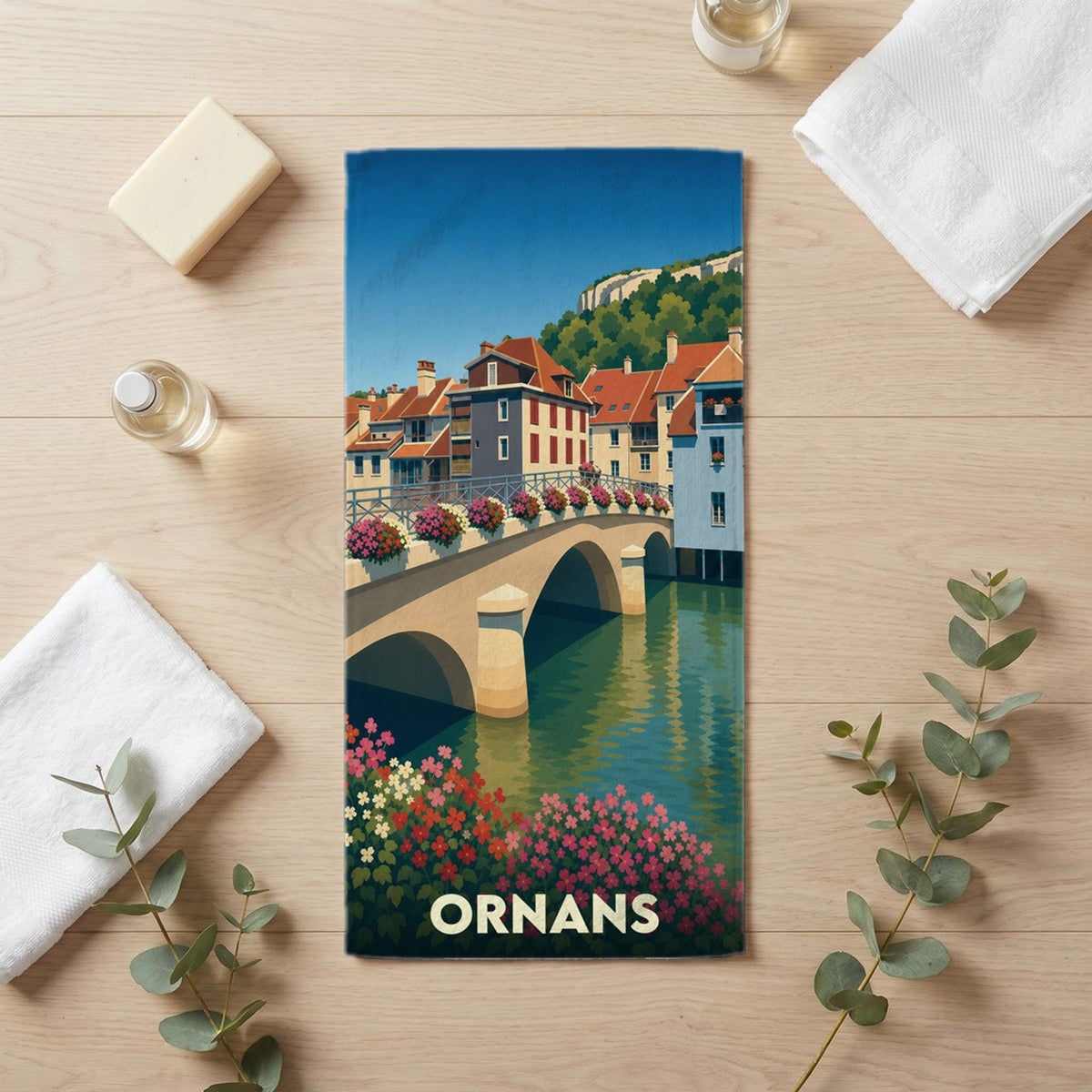 Serviette de bain 30 cm x 60 cm souvenir de Ornans