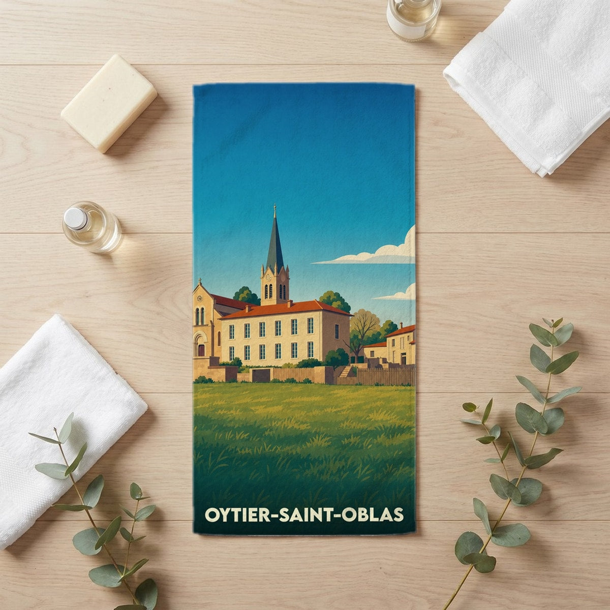Serviette de bain 30 cm x 60 cm souvenir de Oytier-Saint-Oblas