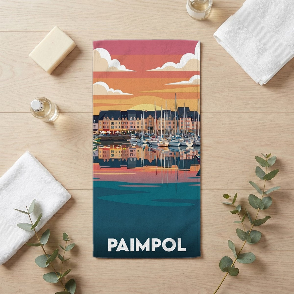 Serviette de bain 30 cm x 60 cm souvenir de Paimpol