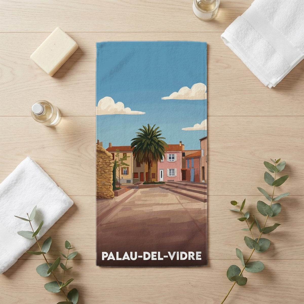 Serviette de bain 30 cm x 60 cm souvenir de Palau-del-Vidre