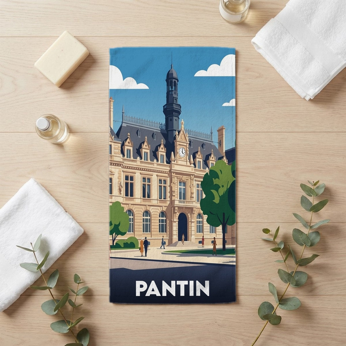 Serviette de bain 30 cm x 60 cm souvenir de Pantin