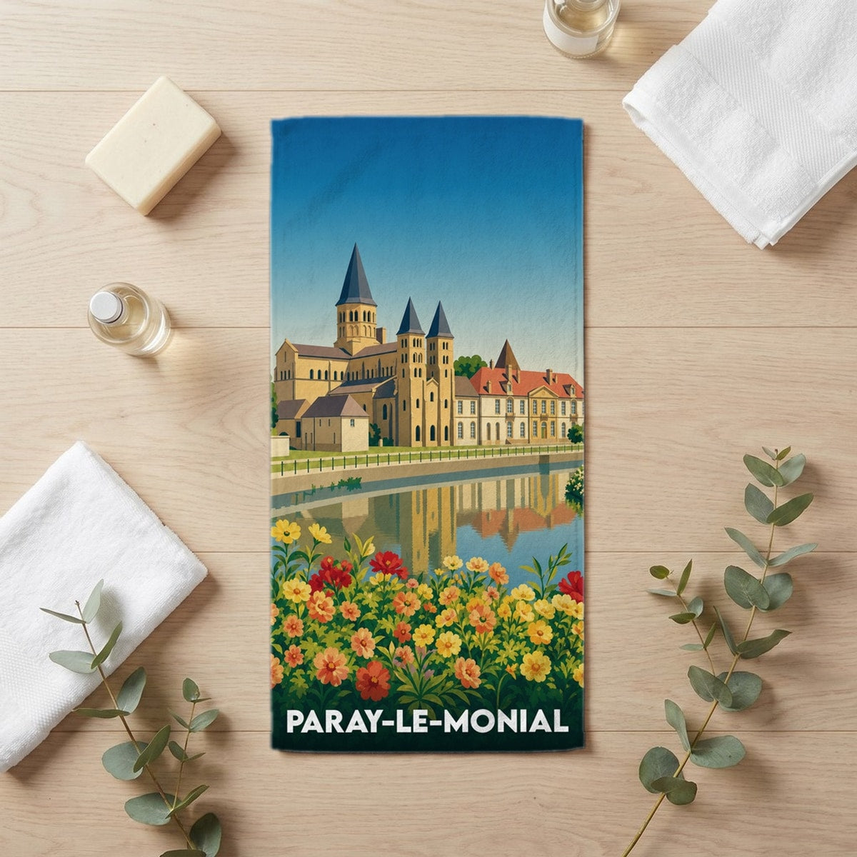 Serviette de bain 30 cm x 60 cm souvenir de Paray-le-Monial