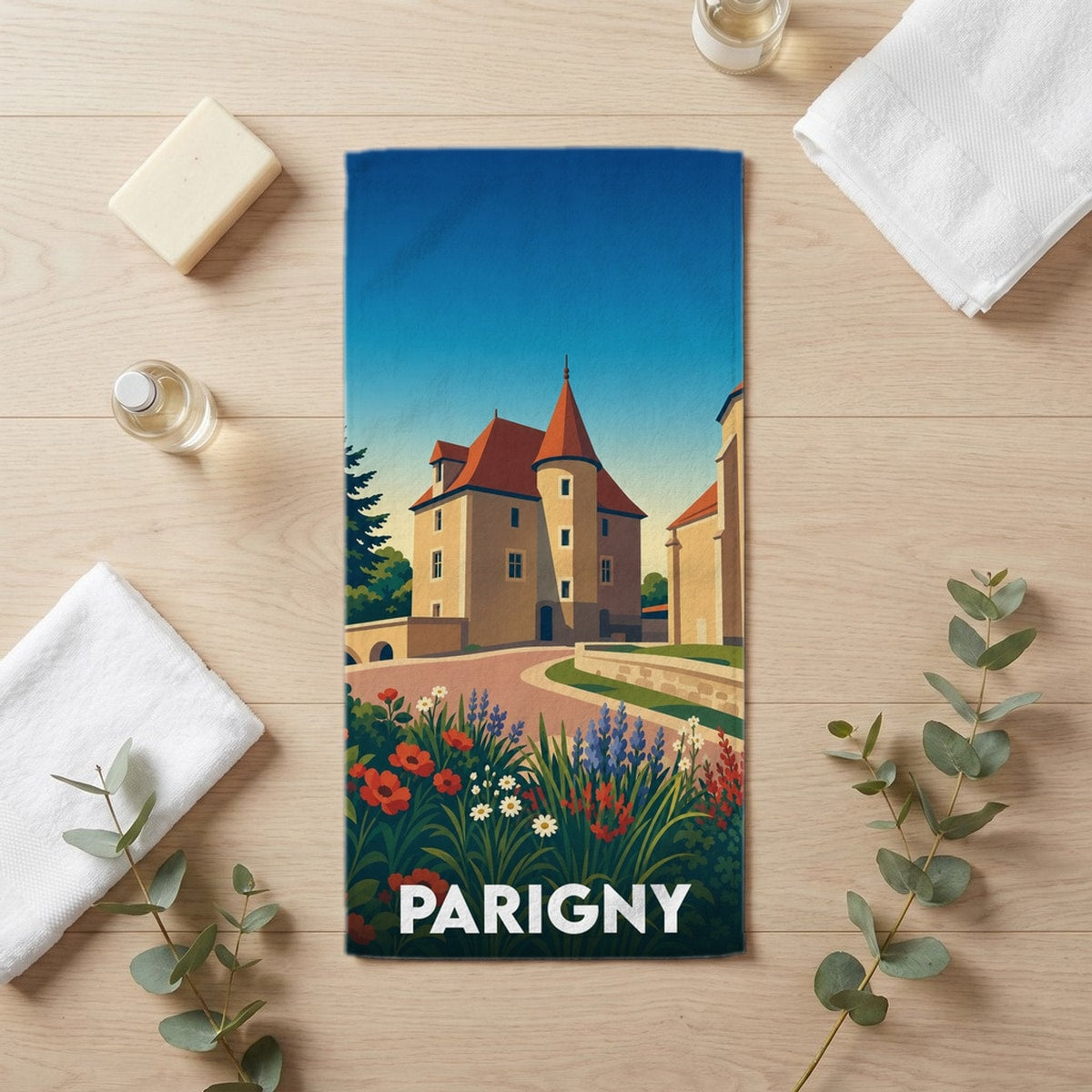 Serviette de bain 30 cm x 60 cm souvenir de Parigny