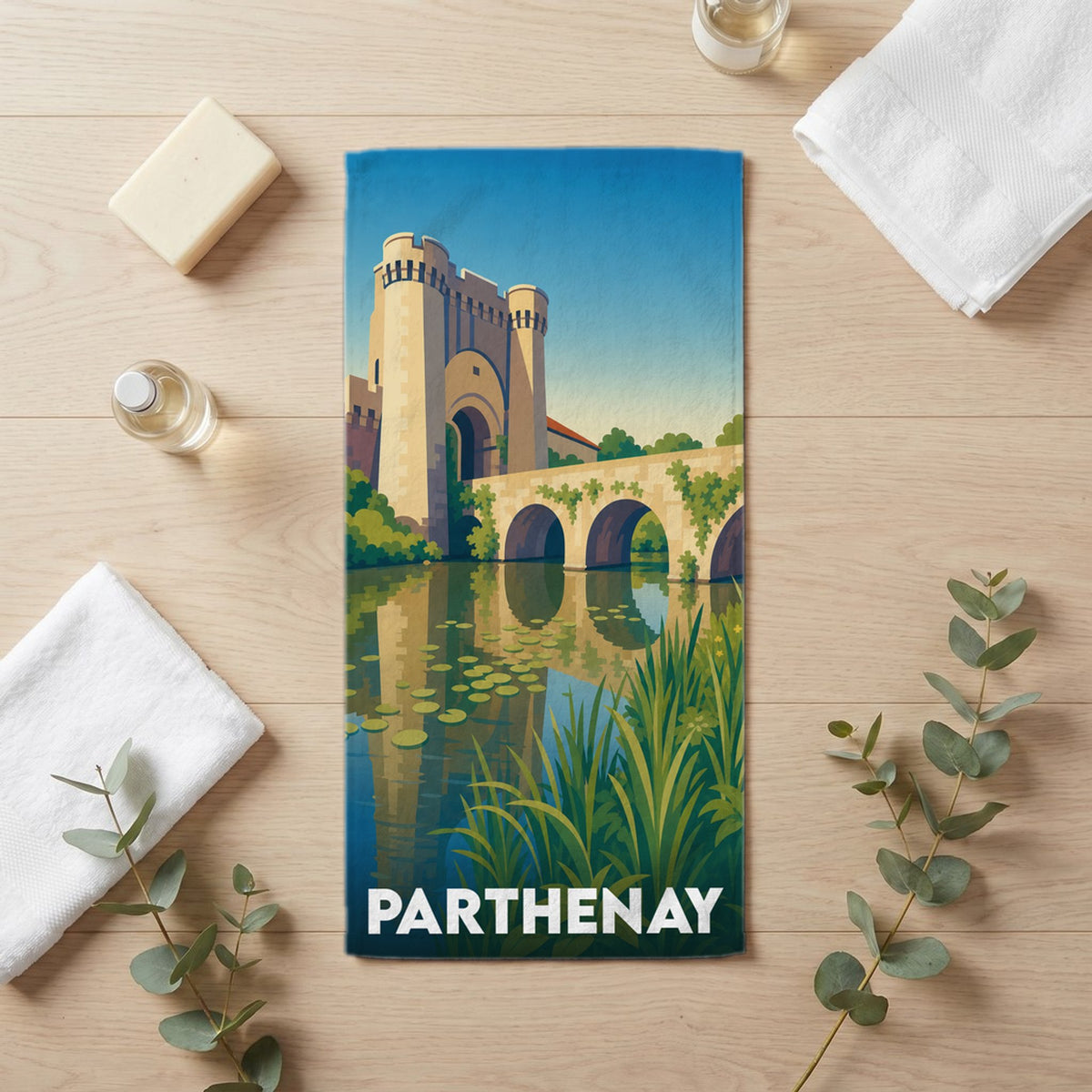 Serviette de bain 30 cm x 60 cm souvenir de Parthenay