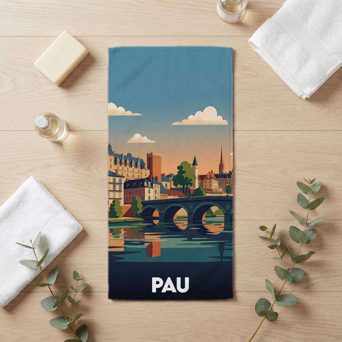 Serviette de bain 30 cm x 60 cm souvenir de Pau