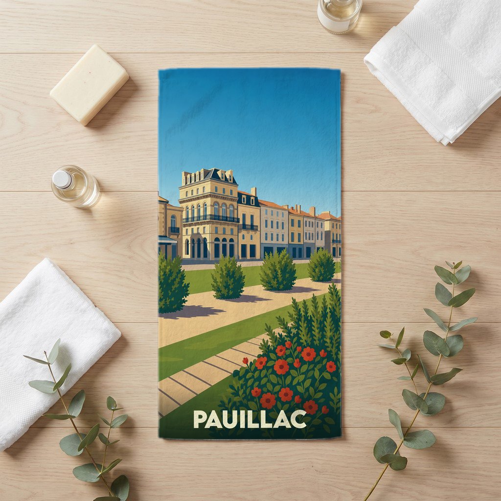 Serviette de bain 30 cm x 60 cm souvenir de Pauillac