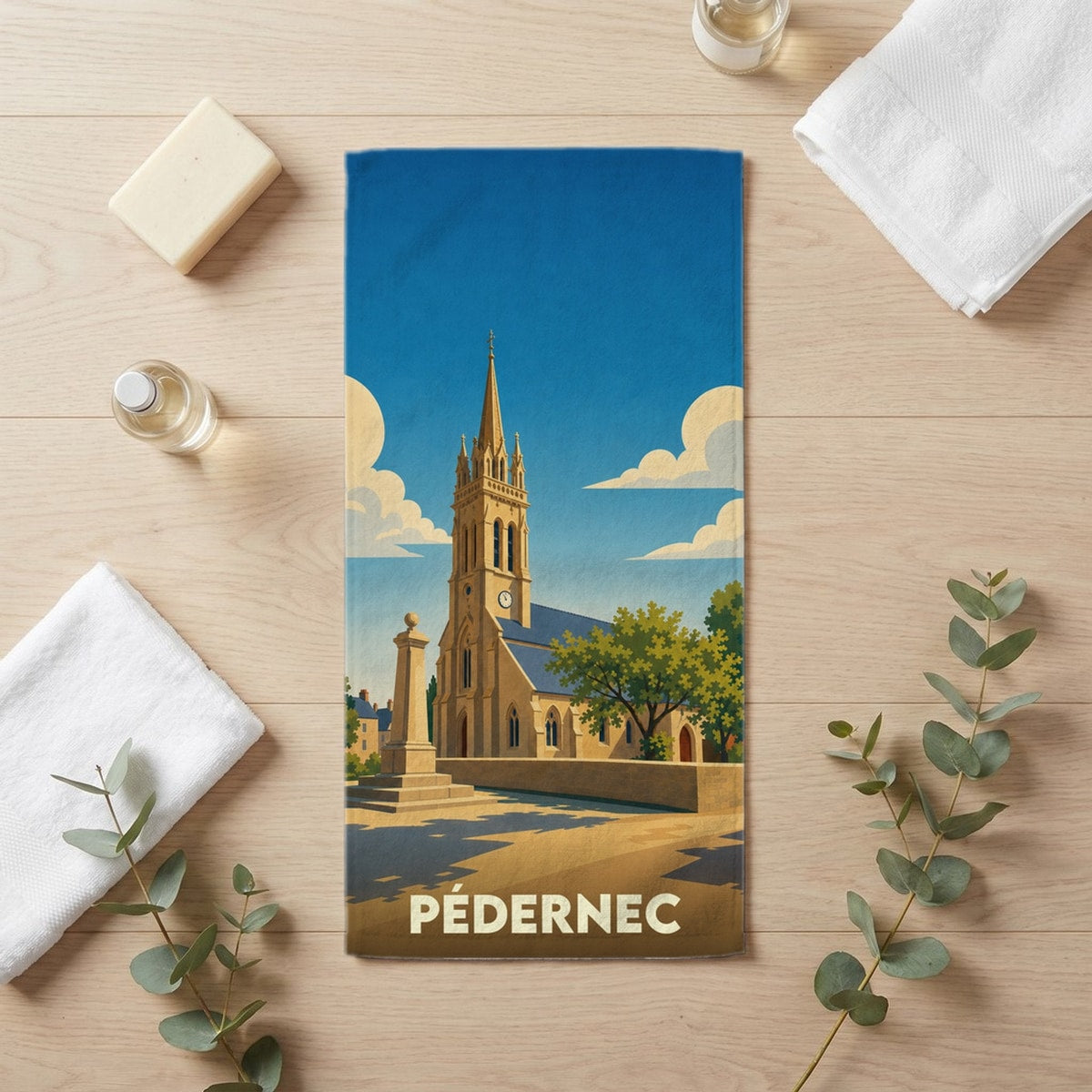 Serviette de bain 30 cm x 60 cm souvenir de Pédernec