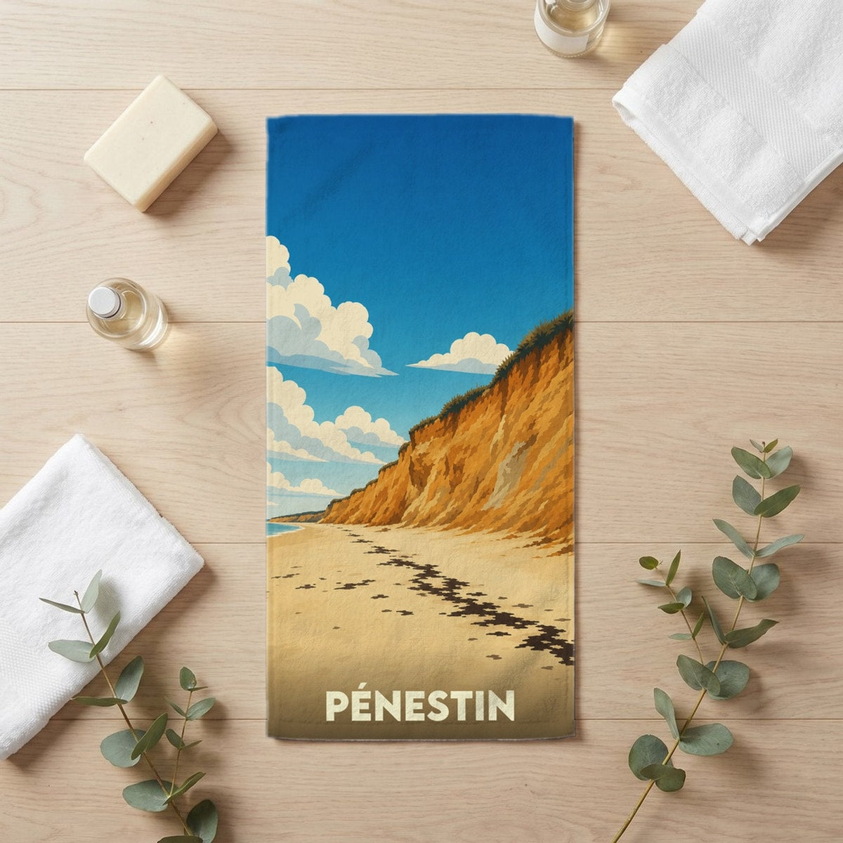 Serviette de bain 30 cm x 60 cm souvenir de Pénestin