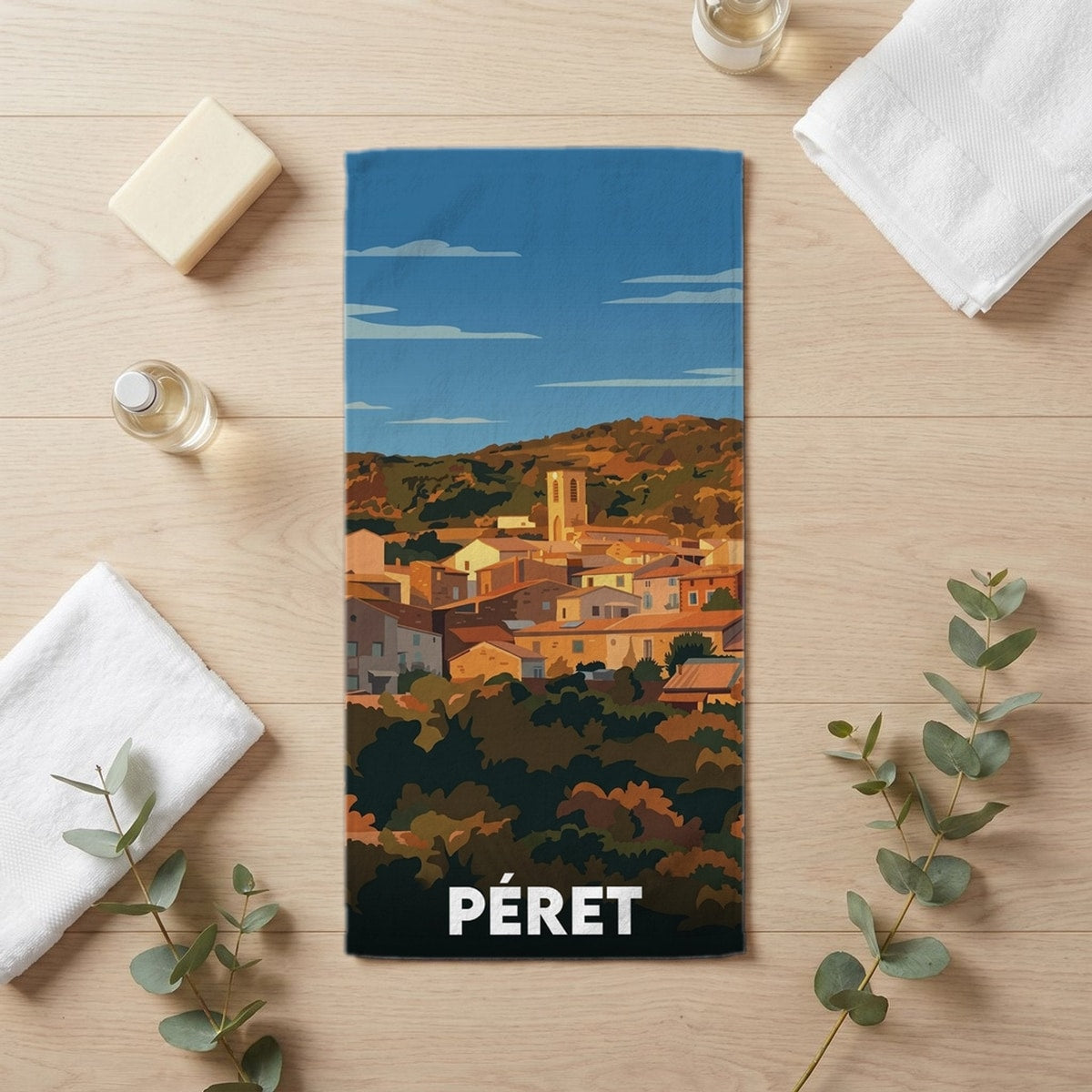 Serviette de bain 30 cm x 60 cm souvenir de Péret