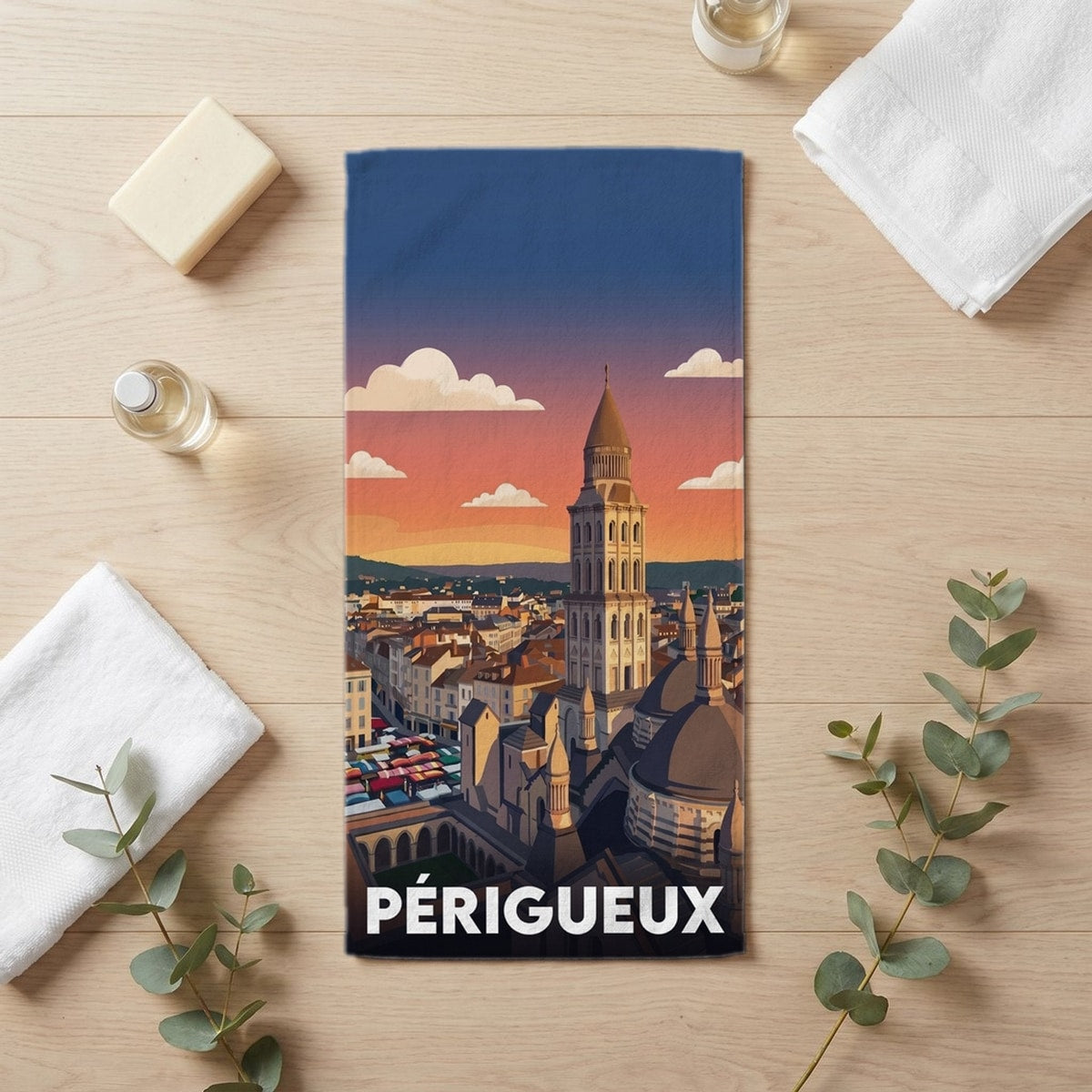 Serviette de bain 30 cm x 60 cm souvenir de Périgueux
