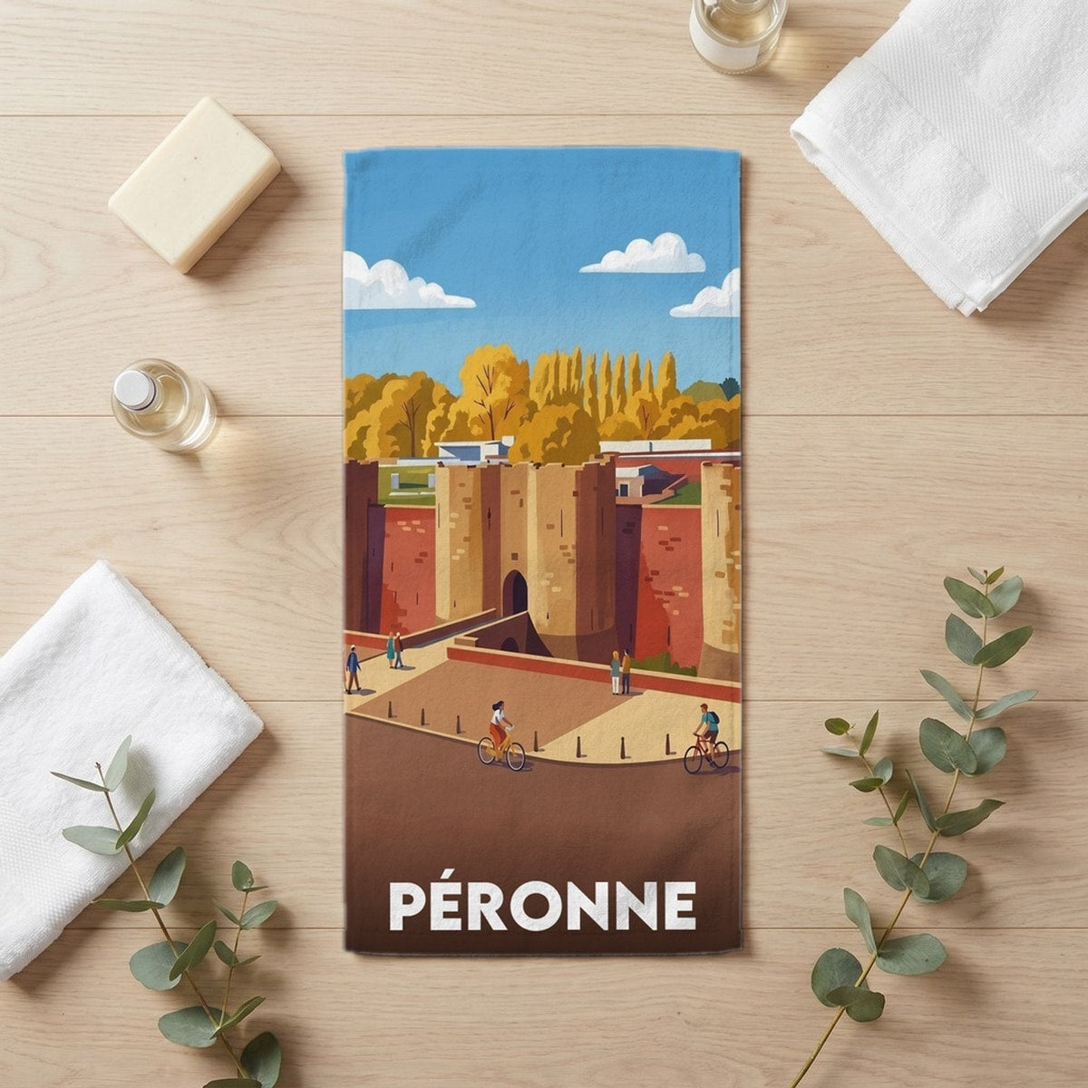 Serviette de bain 30 cm x 60 cm souvenir de Péronne