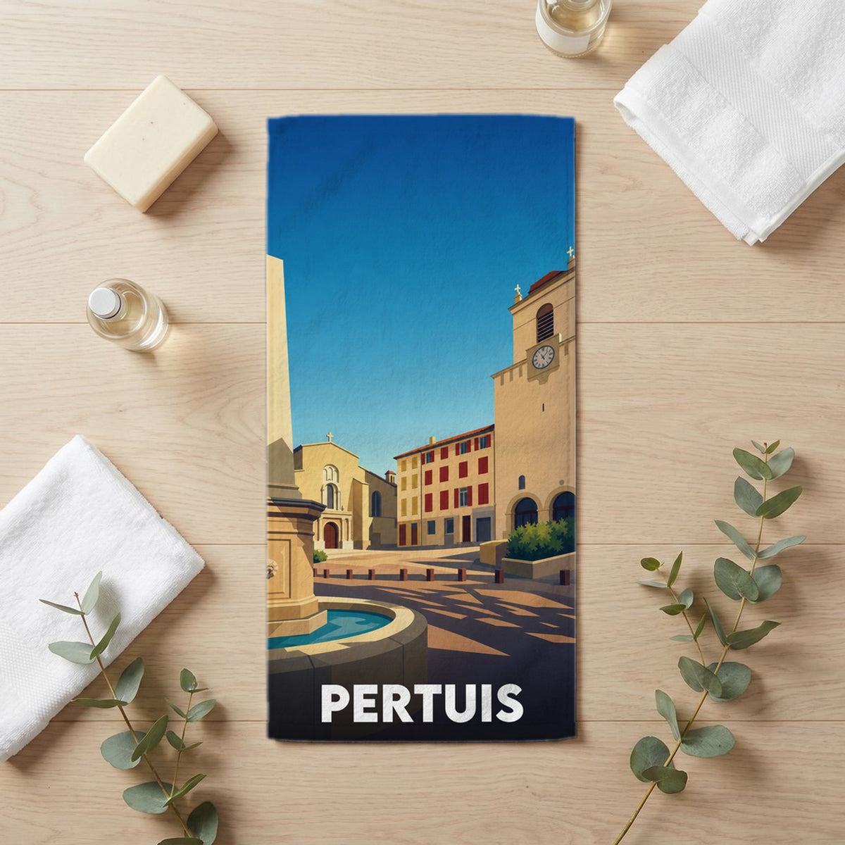 Serviette de bain 30 cm x 60 cm souvenir de Pertuis