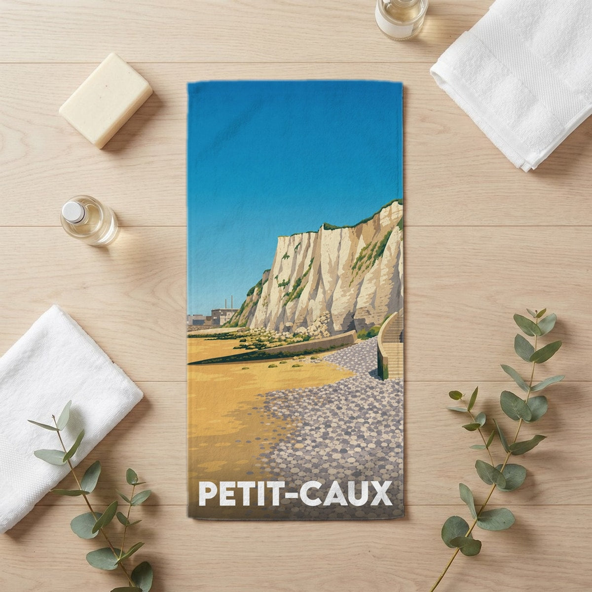 Serviette de bain 30 cm x 60 cm souvenir de Petit-Caux