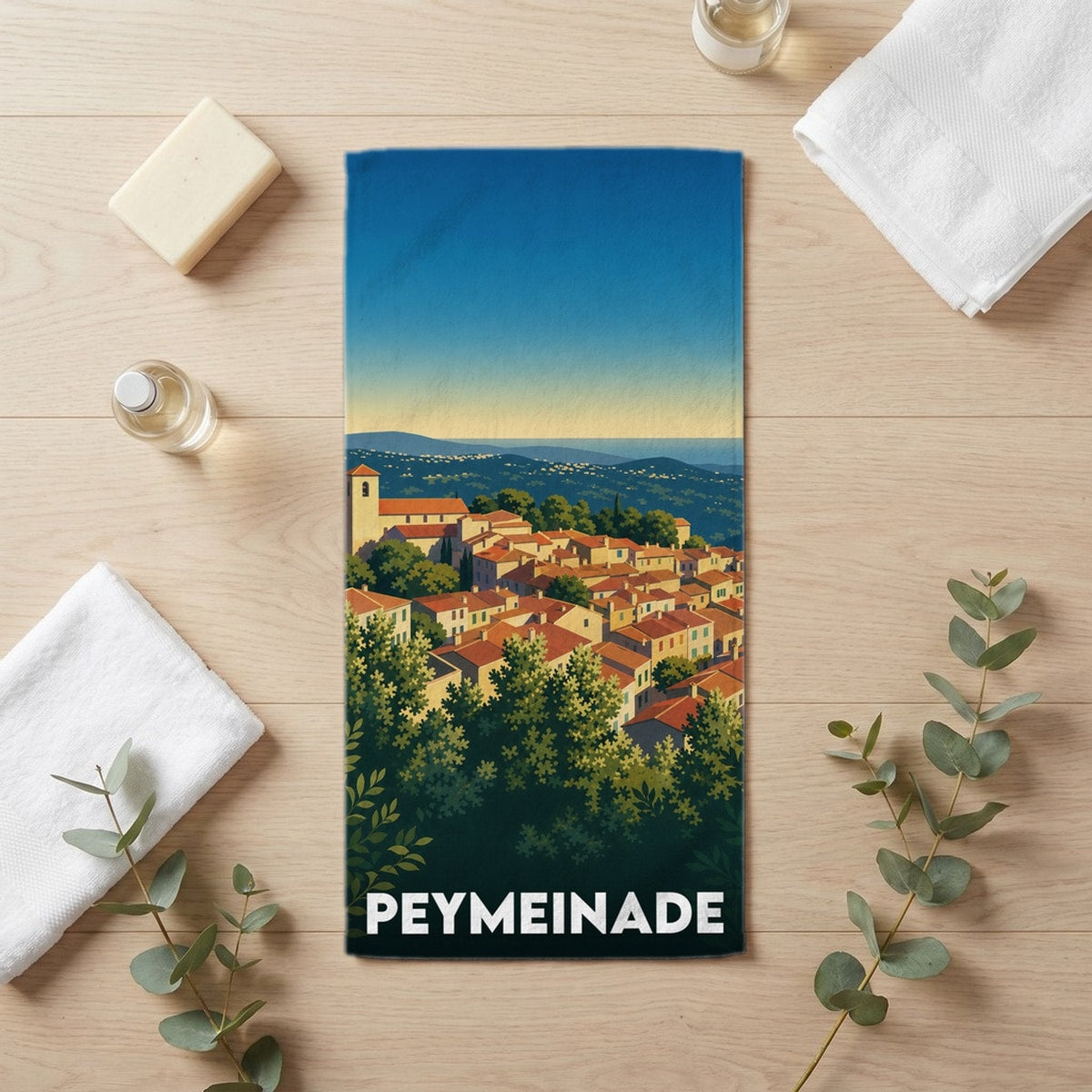 Serviette de bain 30 cm x 60 cm souvenir de Peymeinade
