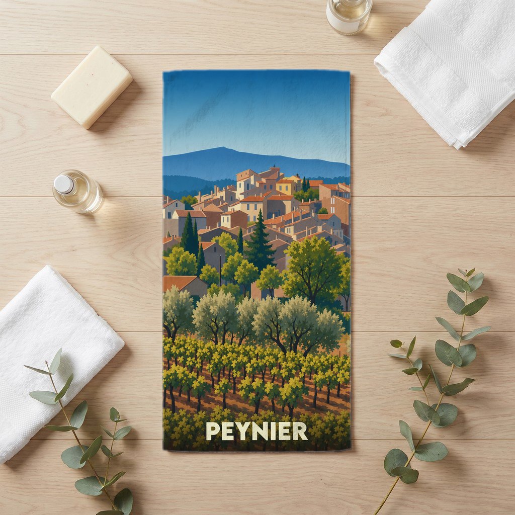 Serviette de bain 30 cm x 60 cm souvenir de Peynier