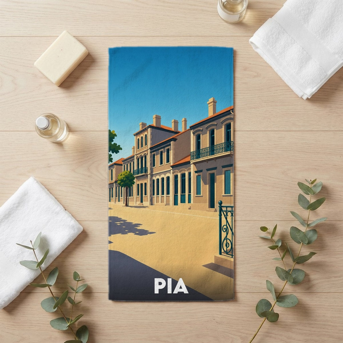 Serviette de bain 30 cm x 60 cm souvenir de Pia