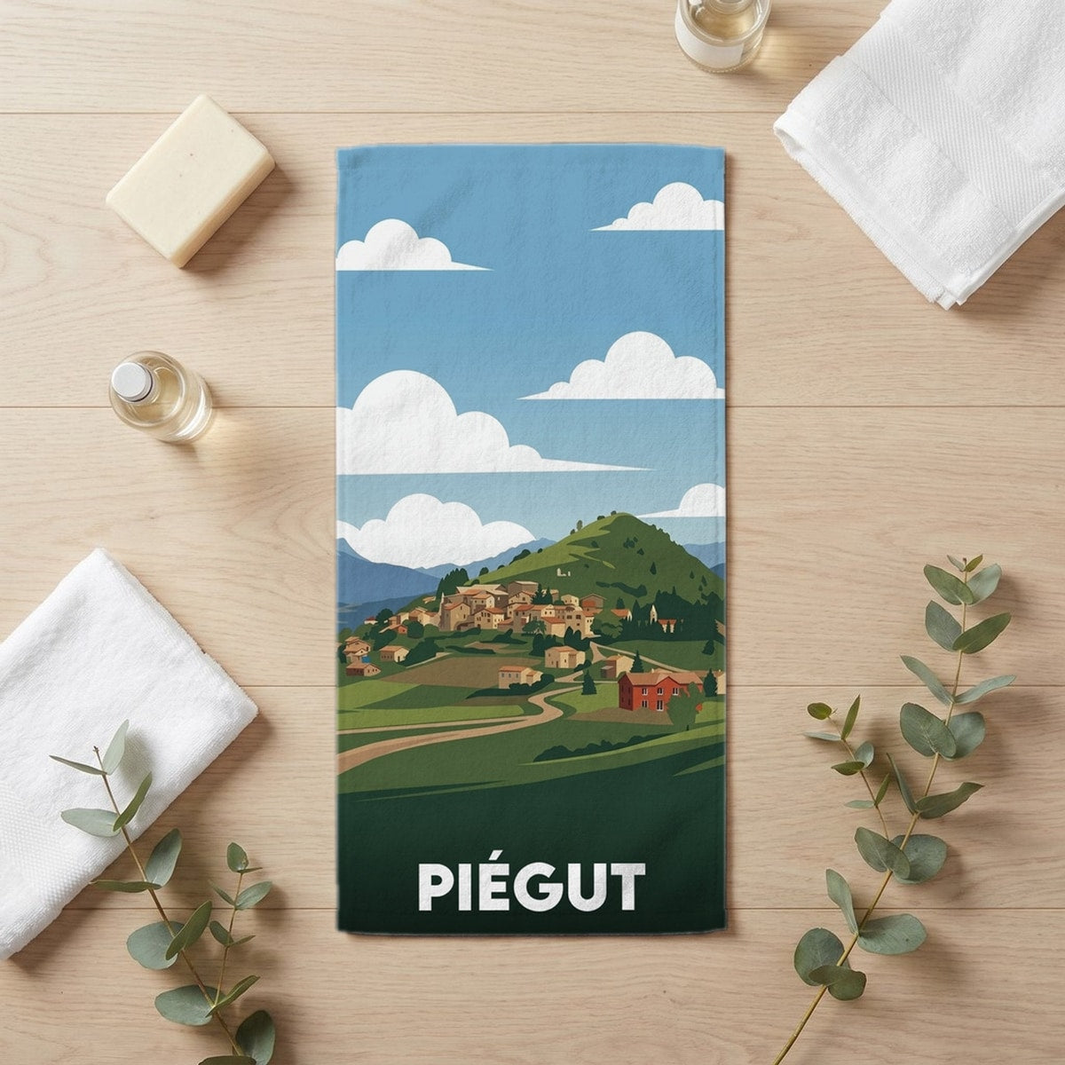 Serviette de bain 30 cm x 60 cm souvenir de Piégut