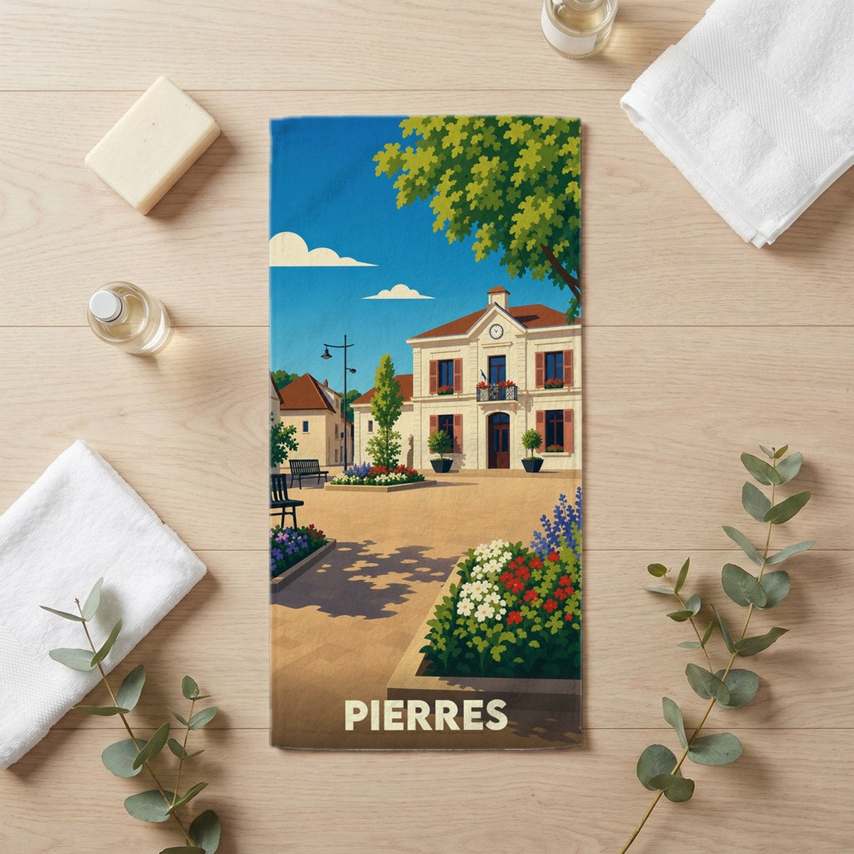 Serviette de bain 30 cm x 60 cm souvenir de Pierres