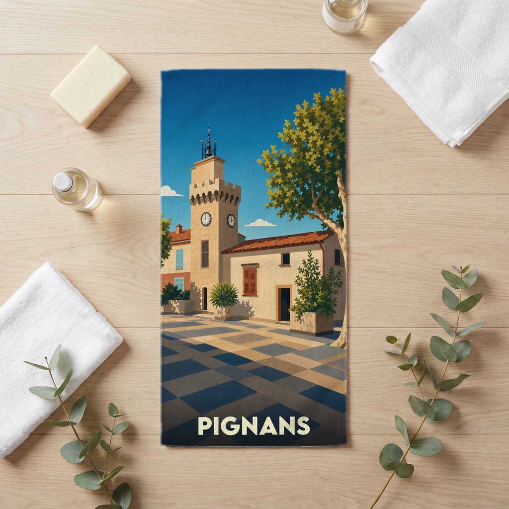 Serviette de bain 30 cm x 60 cm souvenir de Pignans