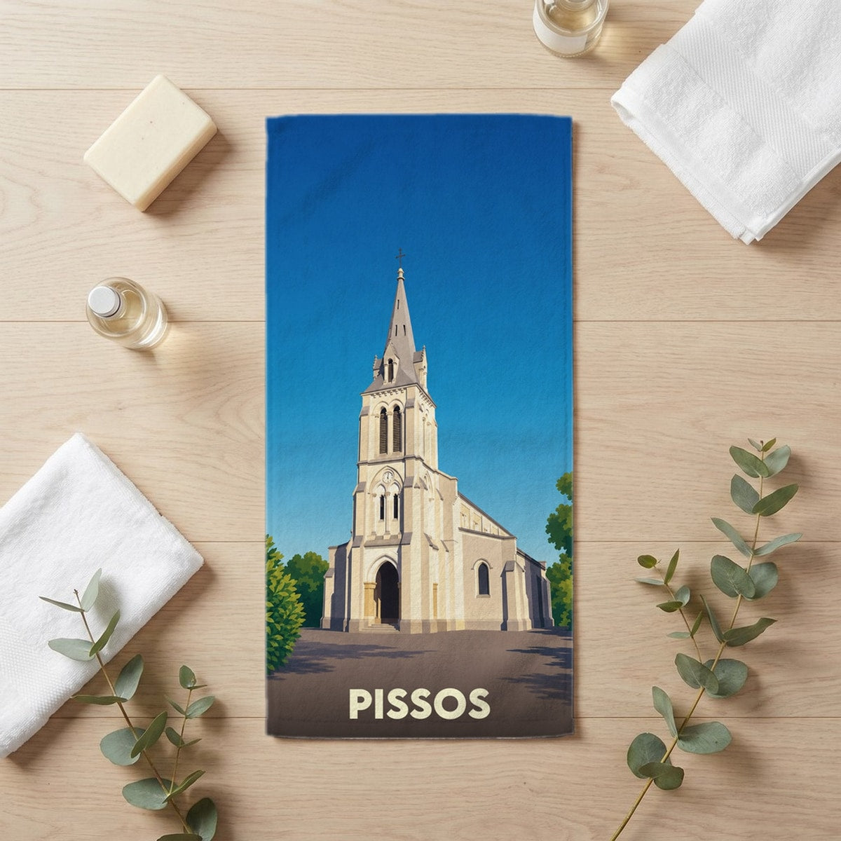 Serviette de bain 30 cm x 60 cm souvenir de Pissos