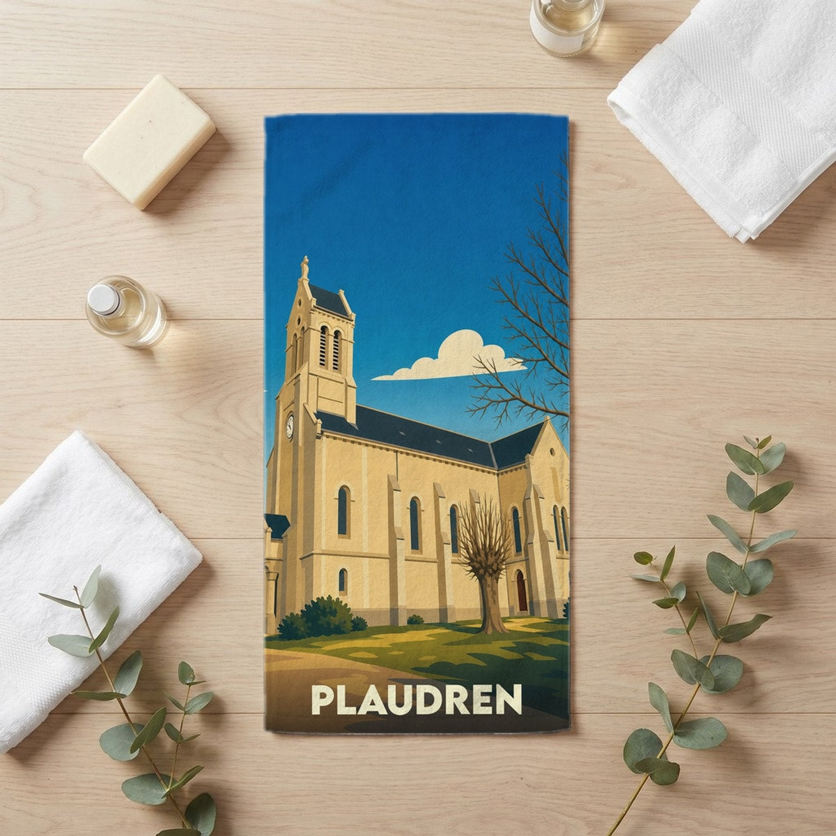 Serviette de bain 30 cm x 60 cm souvenir de Plaudren