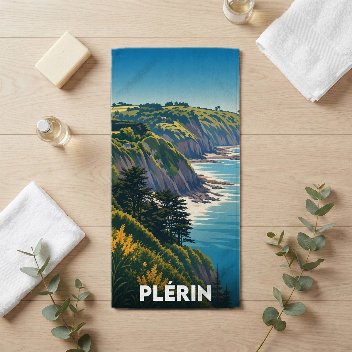 Serviette de bain 30 cm x 60 cm souvenir de Plérin