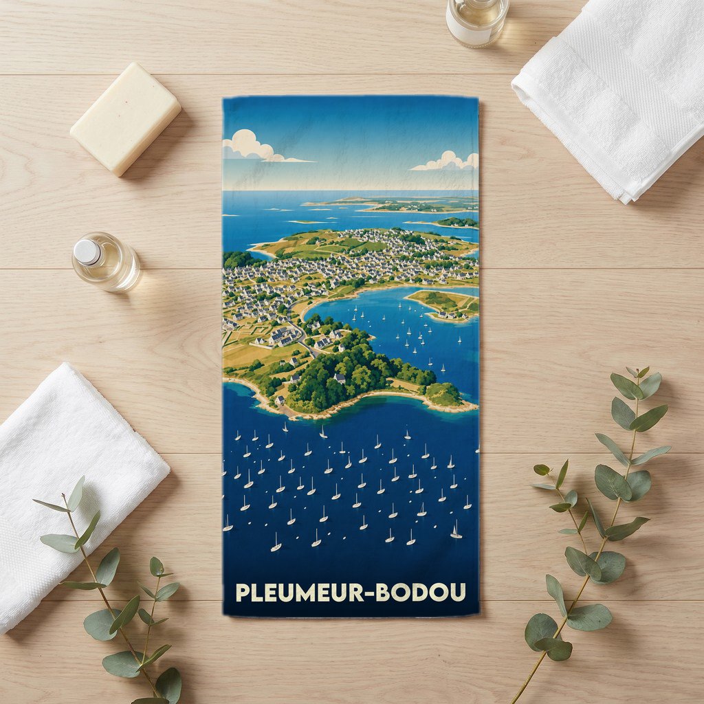 Serviette de bain 30 cm x 60 cm souvenir de Pleumeur-Bodou