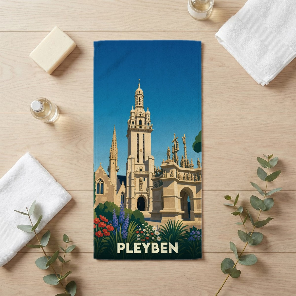 Serviette de bain 30 cm x 60 cm souvenir de Pleyben